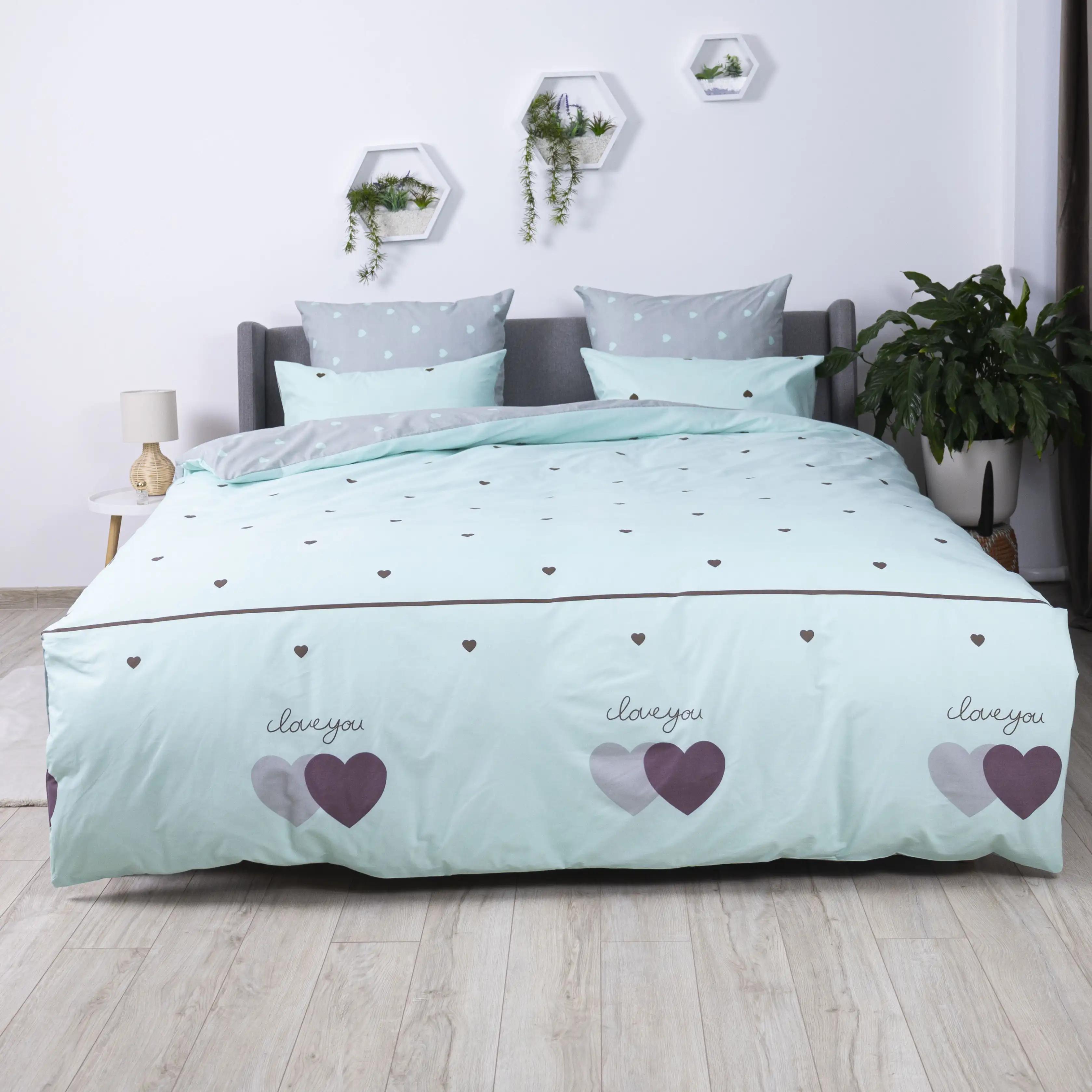 Постельное белье "ТЕП" Mint&Grey Hearts, 70x70, полуторное - Фото 2