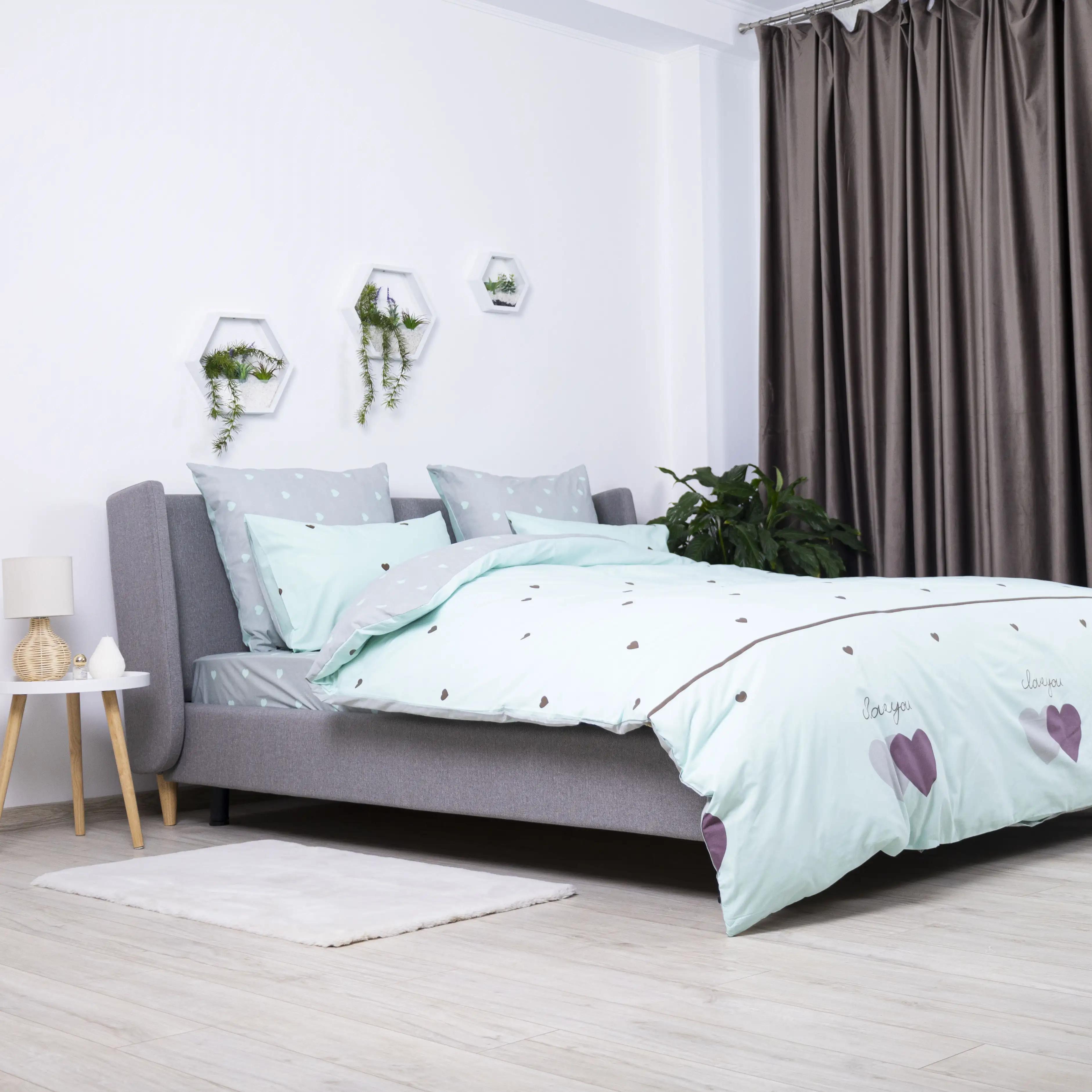 Постельное белье "ТЕП" Mint&Grey Hearts, 70x70, полуторное - Фото 4