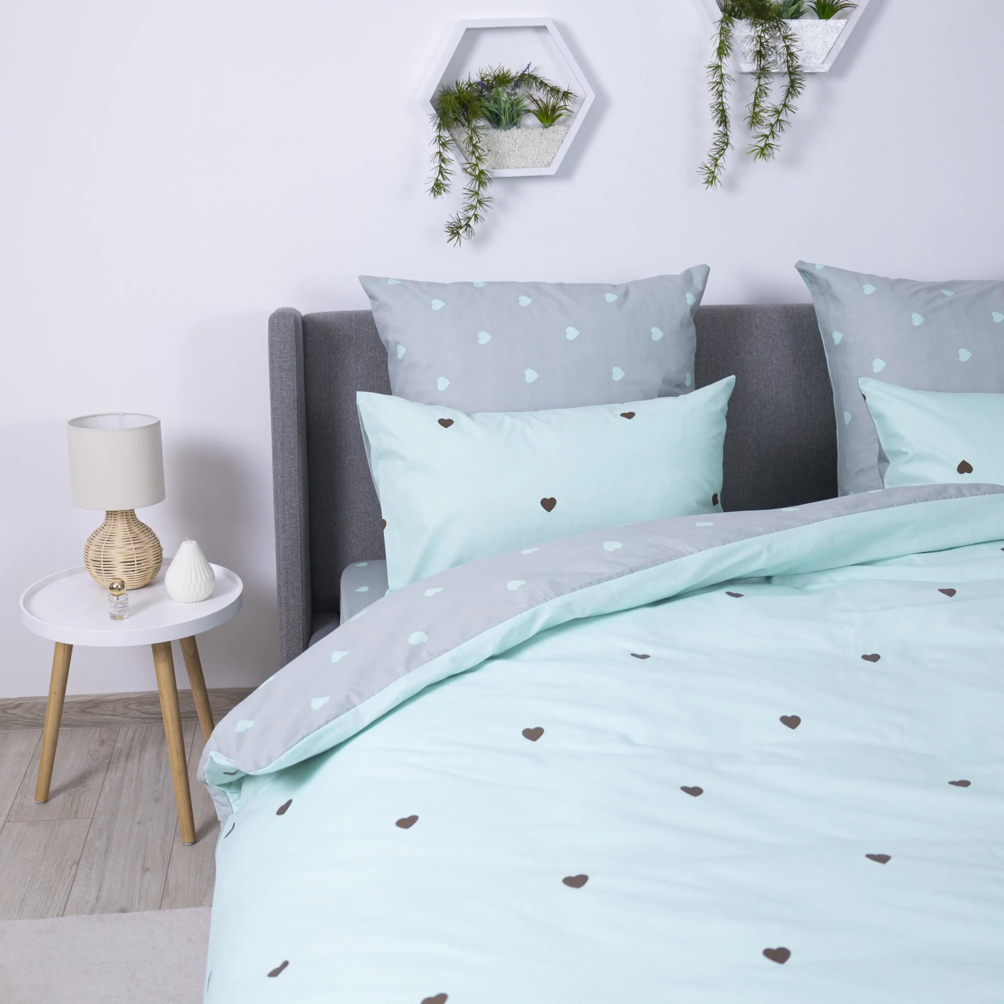 Постельное белье "ТЕП" Mint&Grey Hearts, 70x70, полуторное - Фото 5