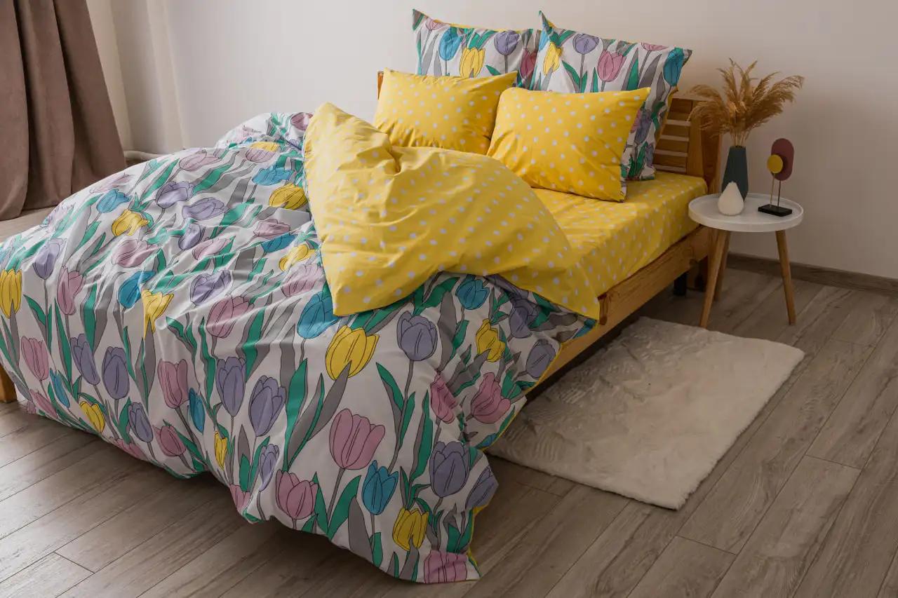 Комплект постельного белья "ТЕП" Bright Tulips, евро - Фото 2