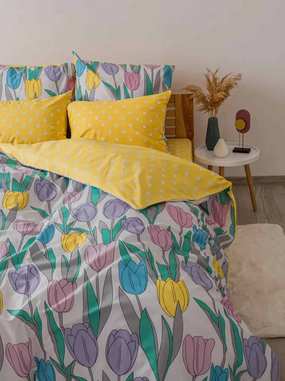 Комплект постельного белья "ТЕП" Bright Tulips, евро - Фото 5