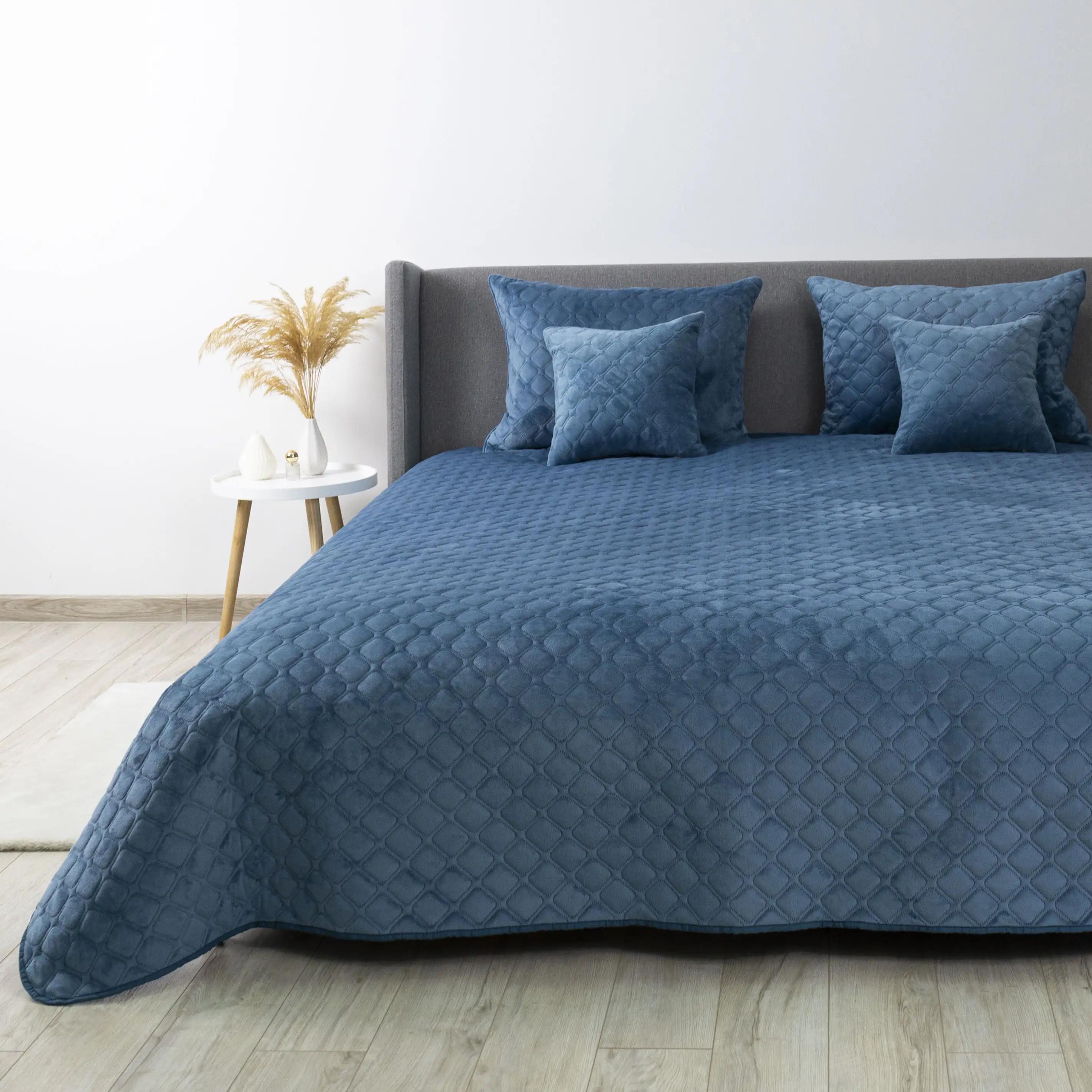 Покривало ТЕП "VELOUR" Cиній/Ромб круглий