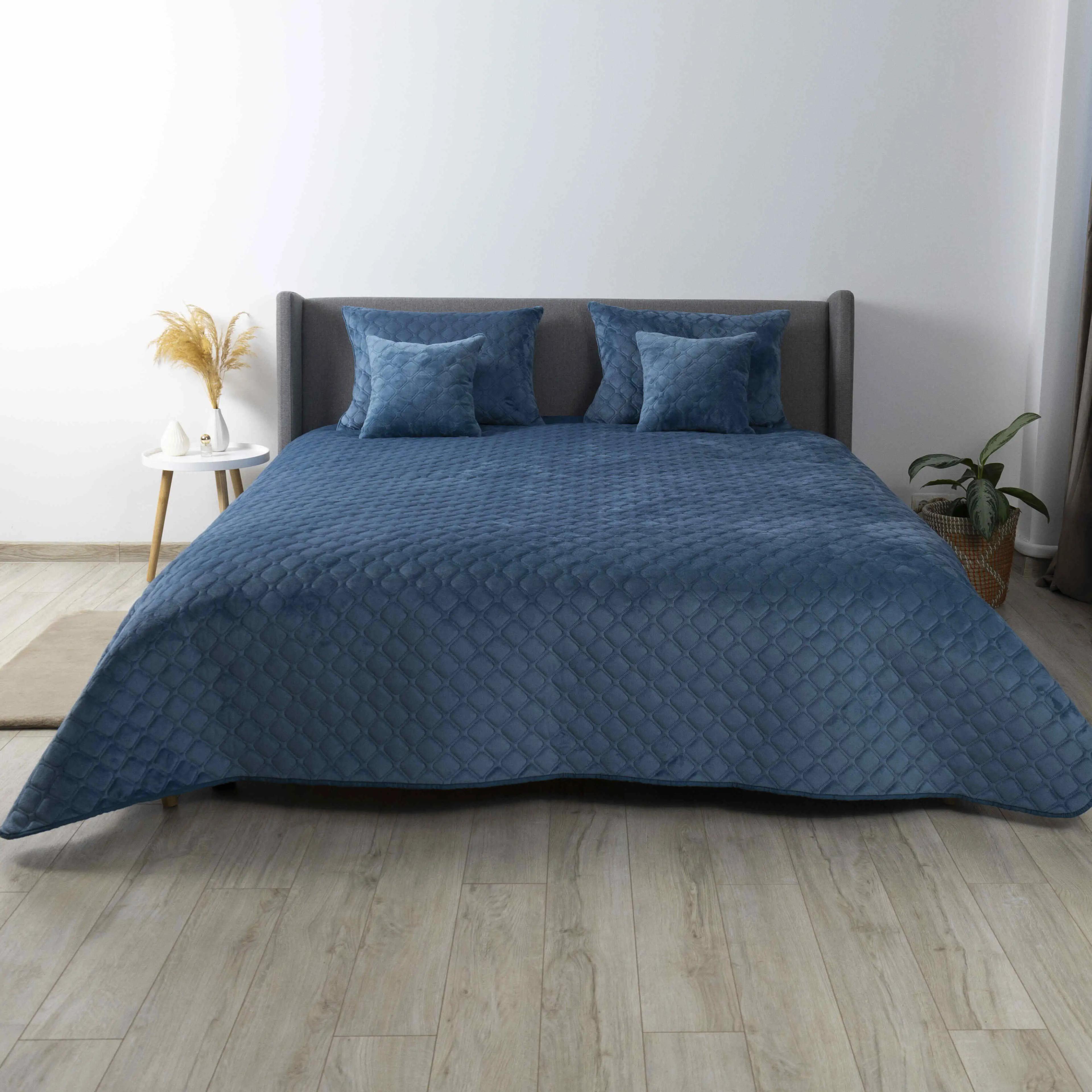 Покривало ТЕП "VELOUR" Cиній/Ромб круглий, 220x240 - Фото 2