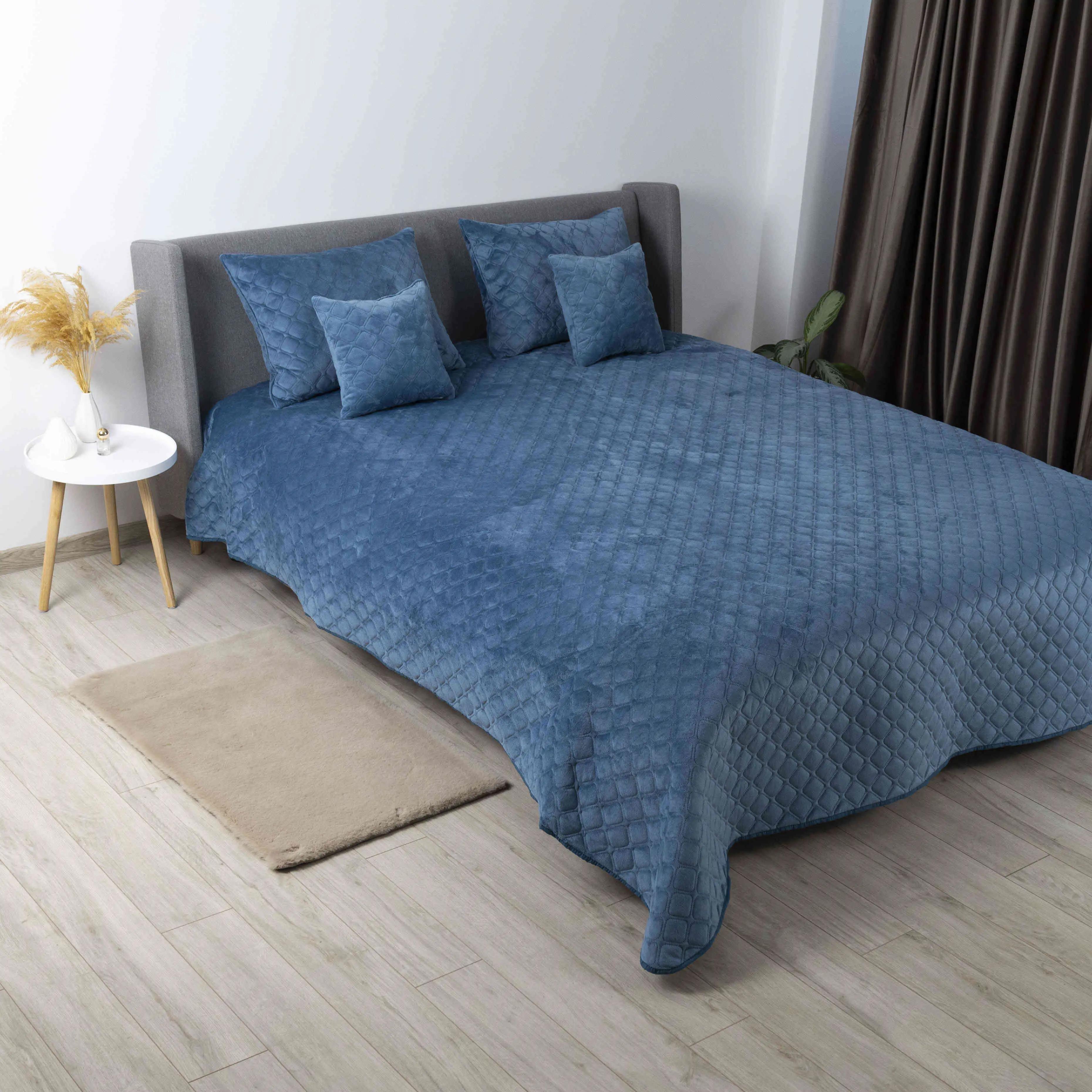 Покривало ТЕП "VELOUR" Cиній/Ромб круглий, 220x240 - Фото 4