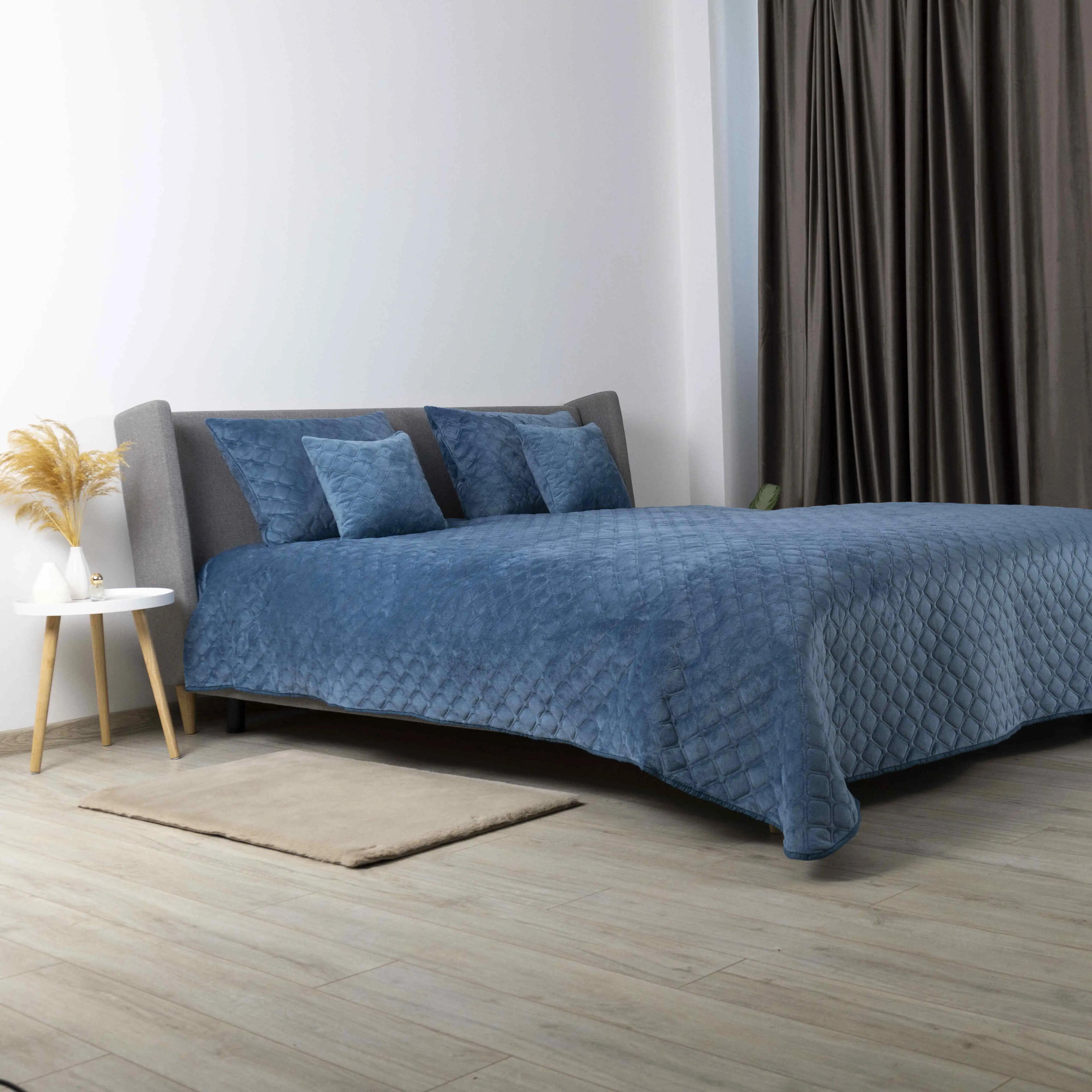 Покривало ТЕП "VELOUR" Cиній/Ромб круглий, 220x240 - Фото 5