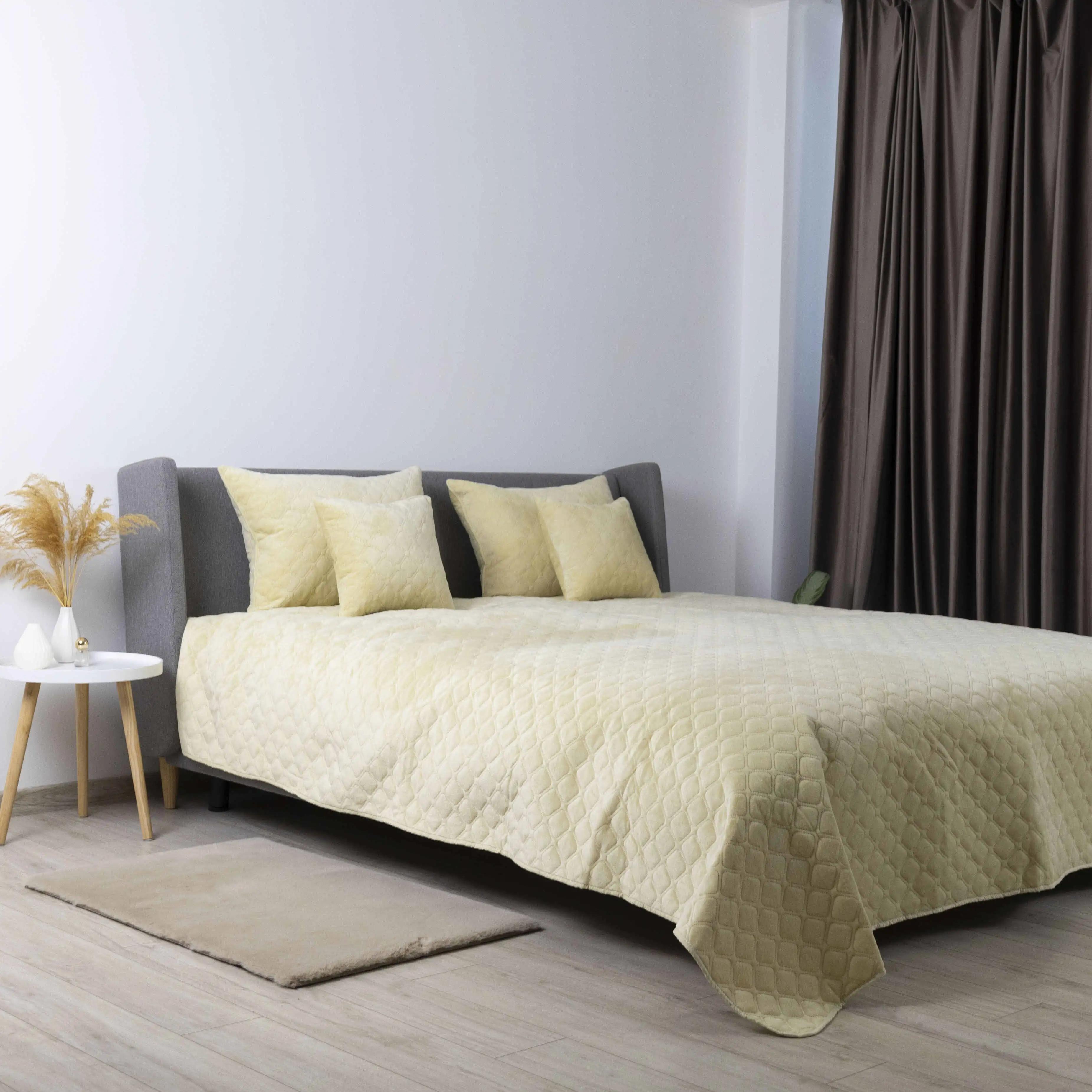 Покривало ТЕП "VELOUR" Бежеве/Ромб круглий, 150x210 - Фото 4