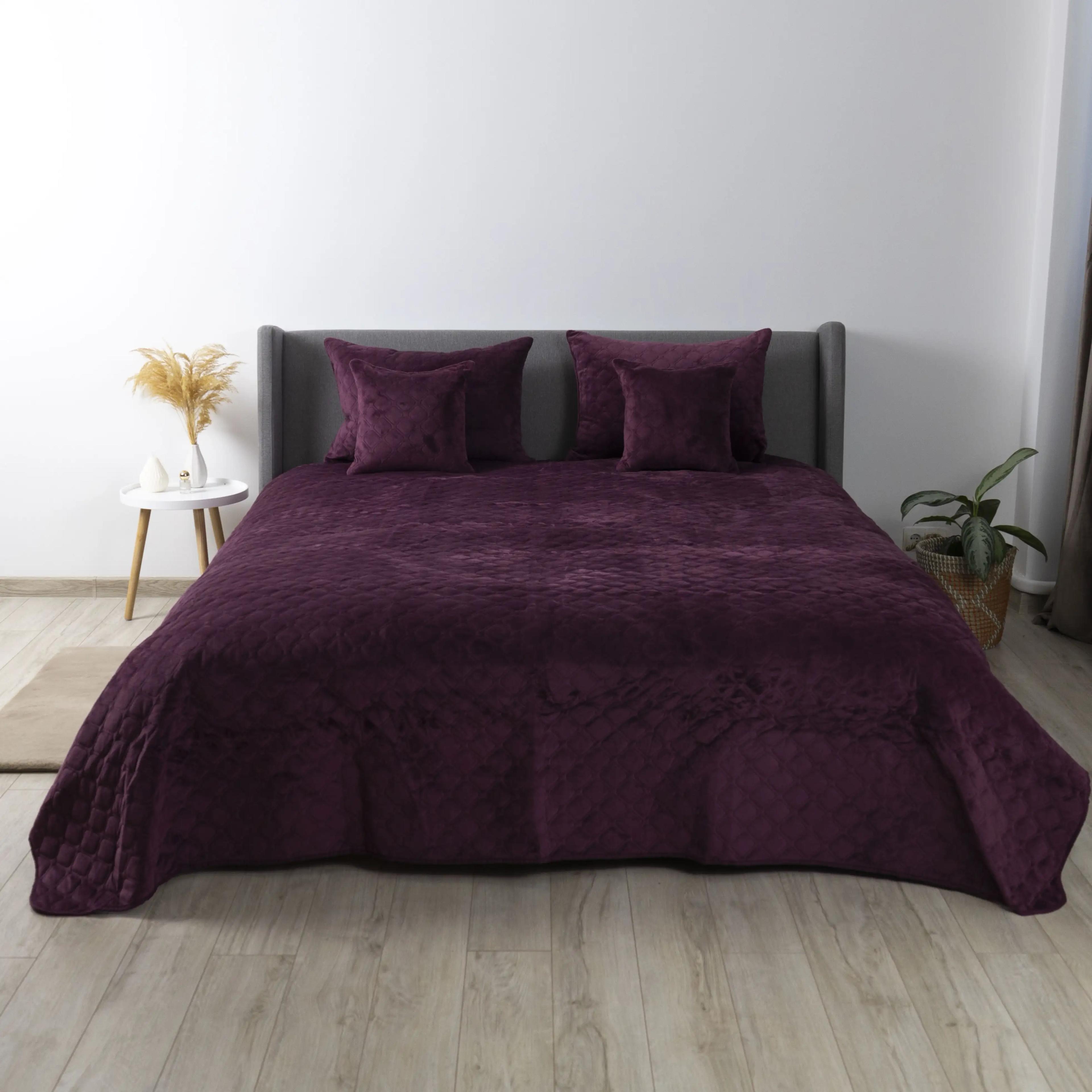 Покривало ТЕП "VELOUR" Бордо/Ромб круглий, 150x210 - Фото 2