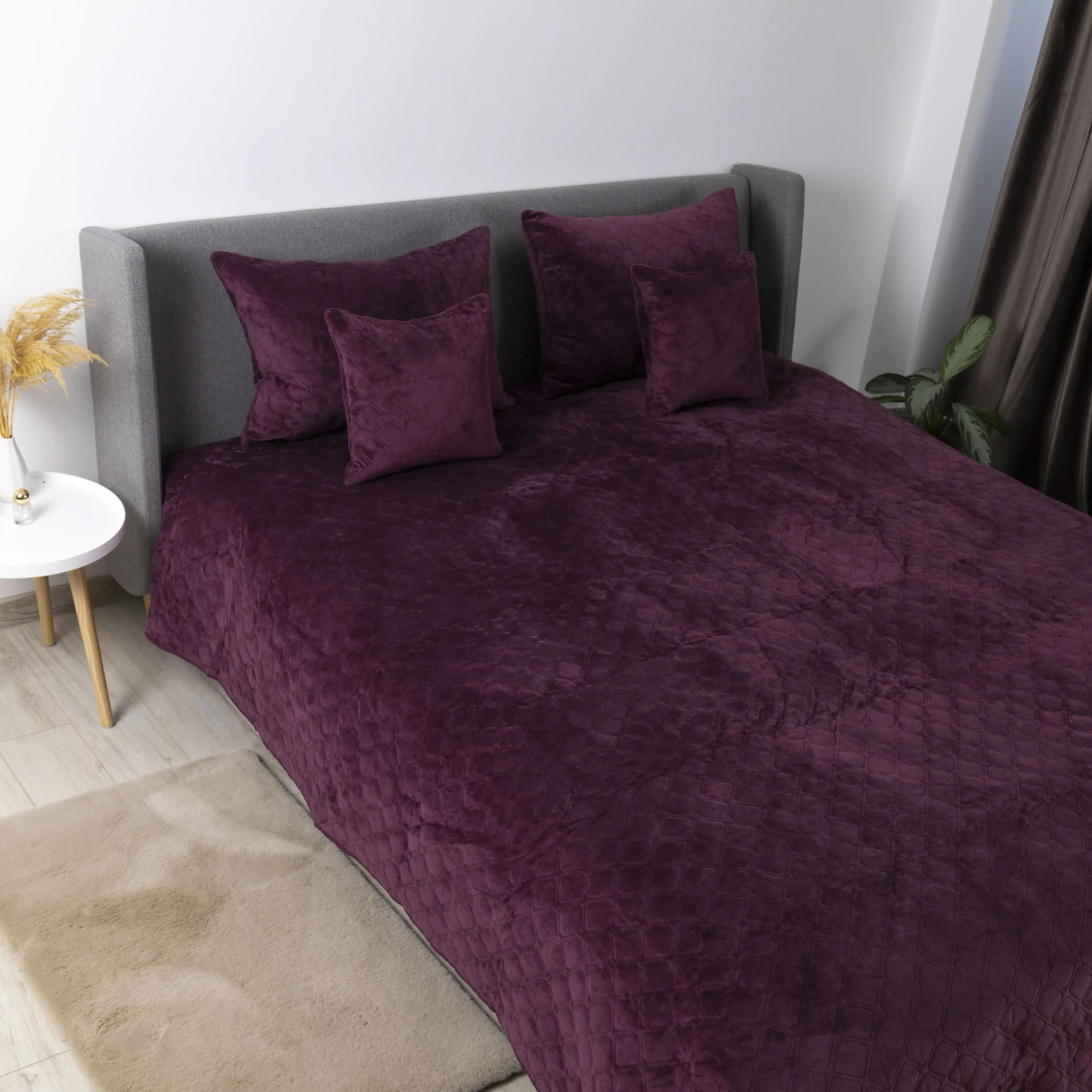 Покривало ТЕП "VELOUR" Бордо/Ромб круглий, 150x210 - Фото 3