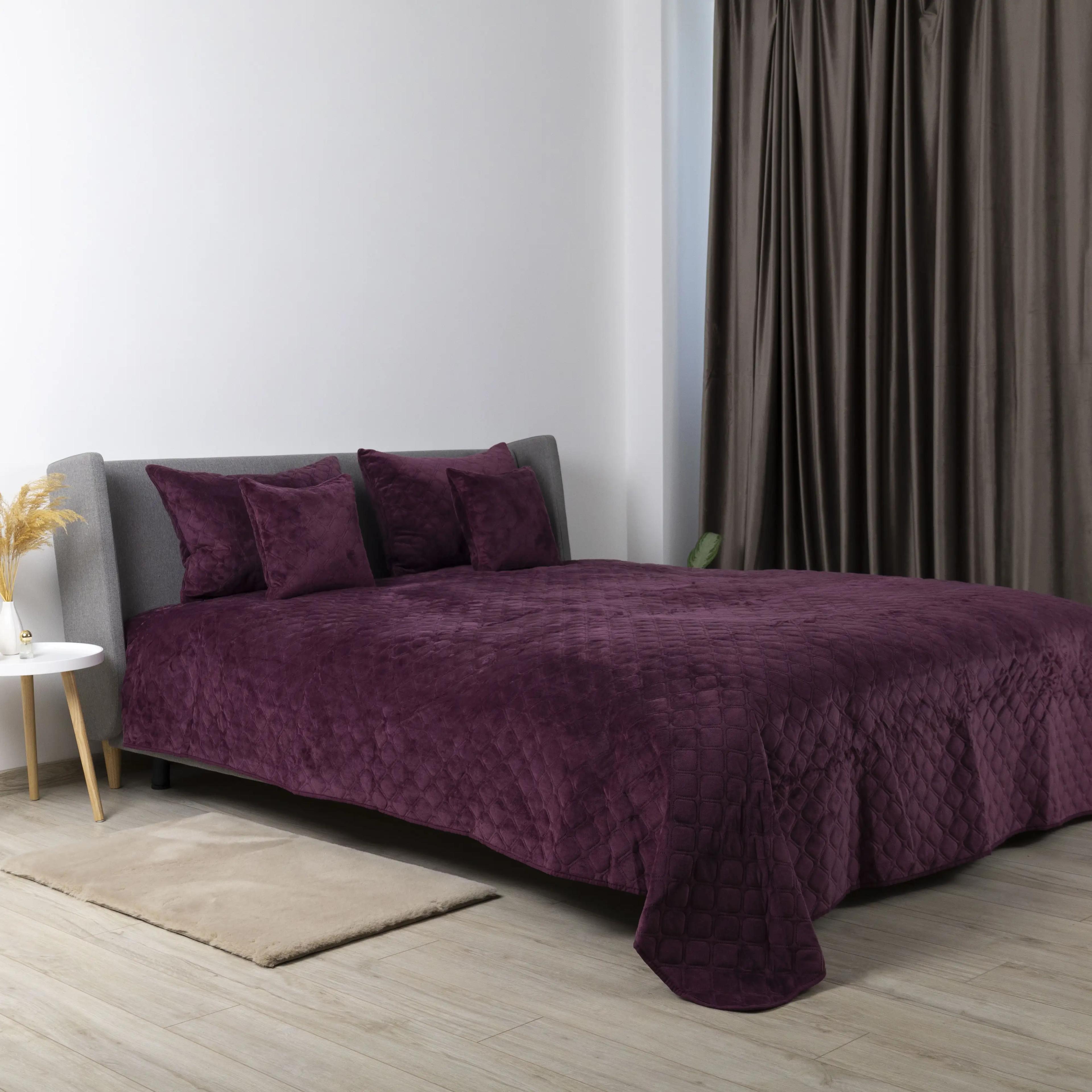 Покривало ТЕП "VELOUR" Бордо/Ромб круглий, 150x210 - Фото 4