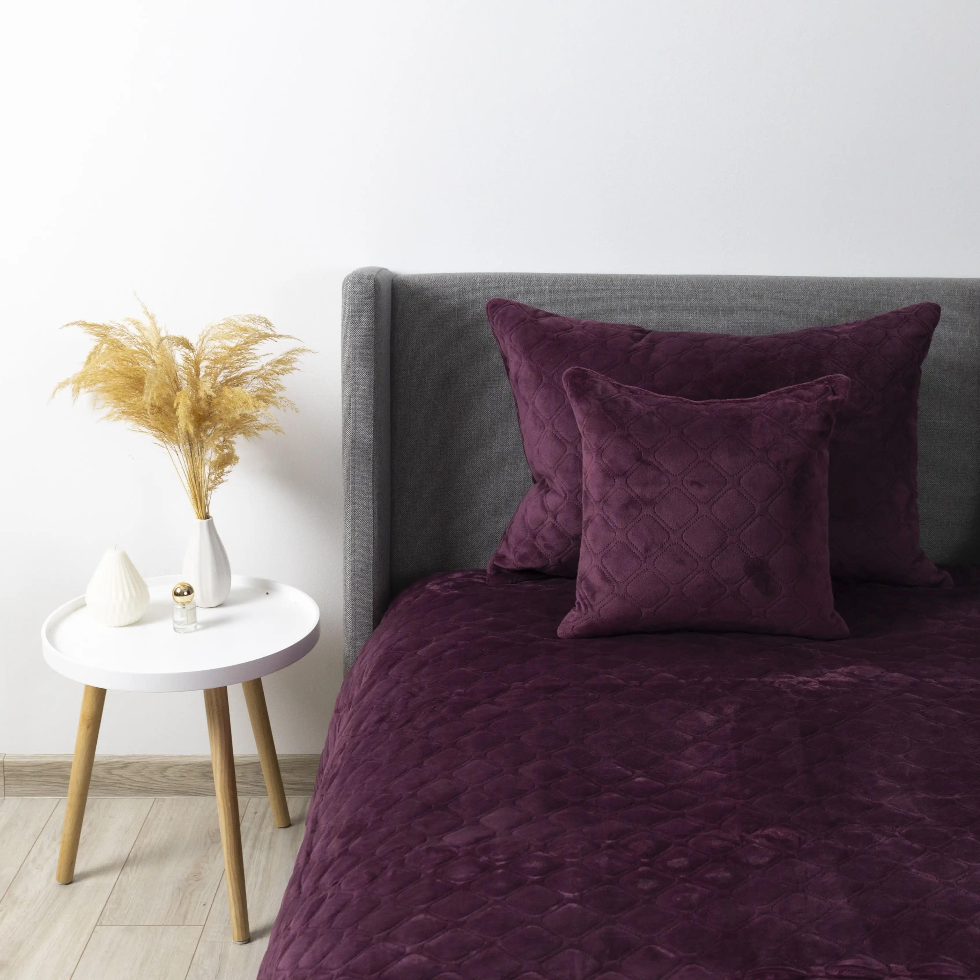 Покривало ТЕП "VELOUR" Бордо/Ромб круглий, 150x210 - Фото 5