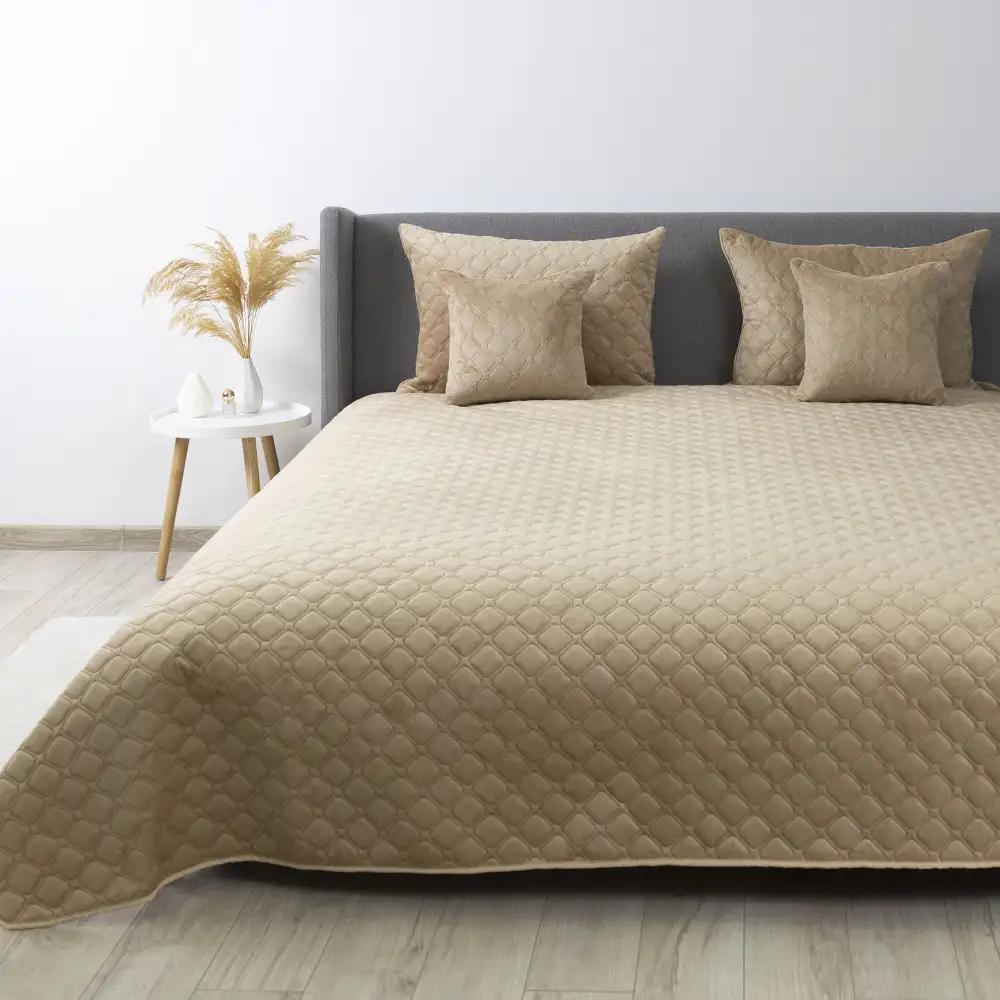 Покривало ТЕП "VELOUR" Золотий беж/Ромб круглий