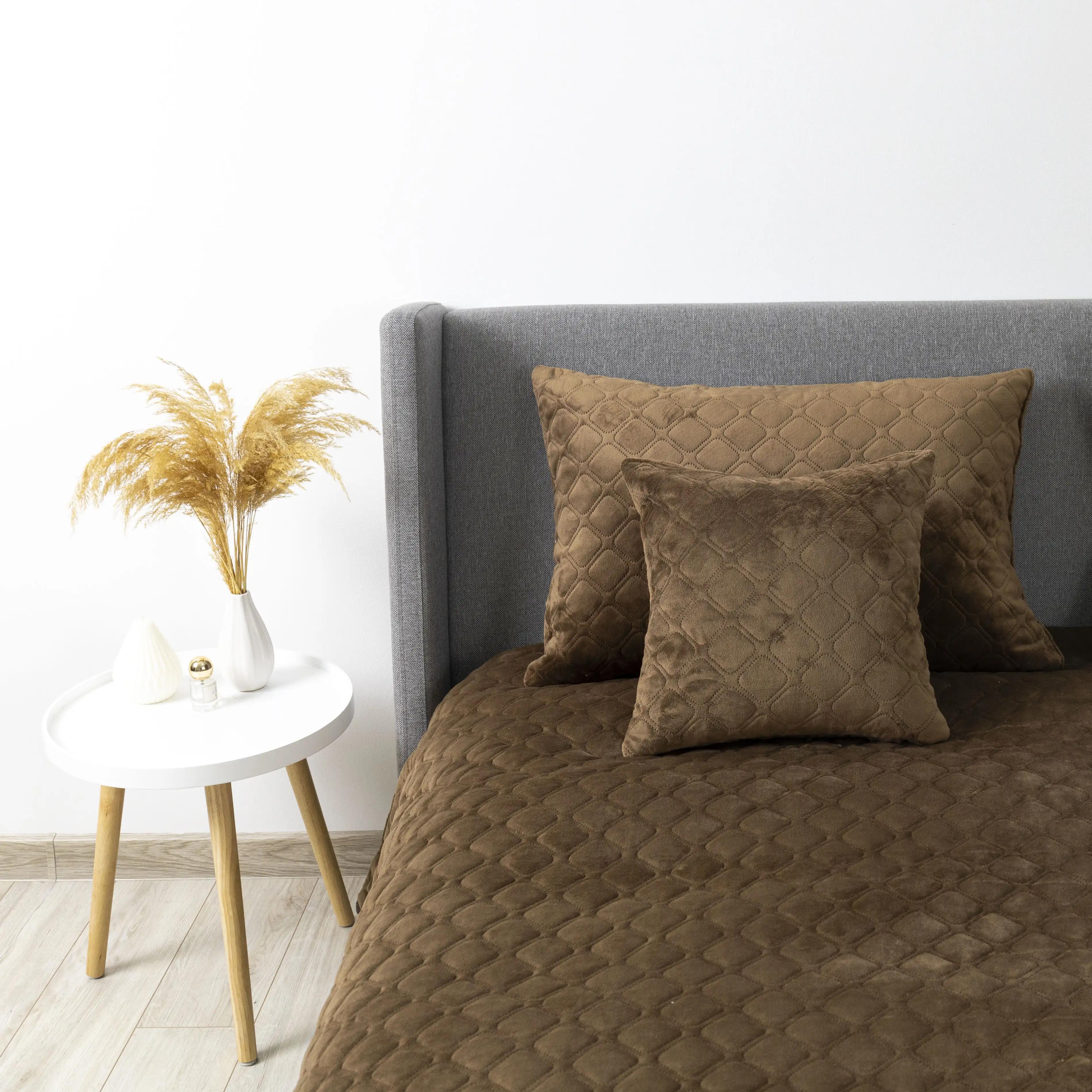 Покривало ТЕП "VELOUR" Коричневе/Ромб круглий, 150x210 - Фото 5