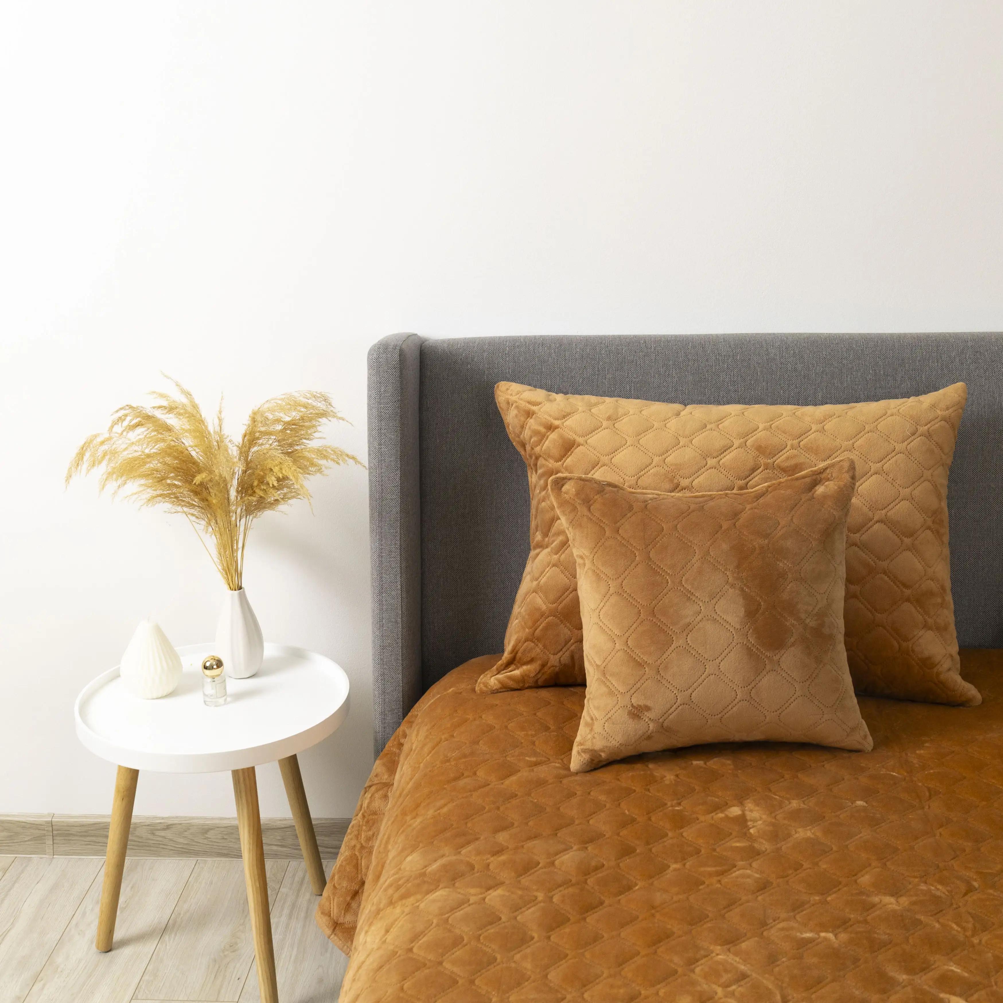 Покрывало ТЕП "VELOUR" Кофейное/Ромб круглый, 240x260 - Фото 5