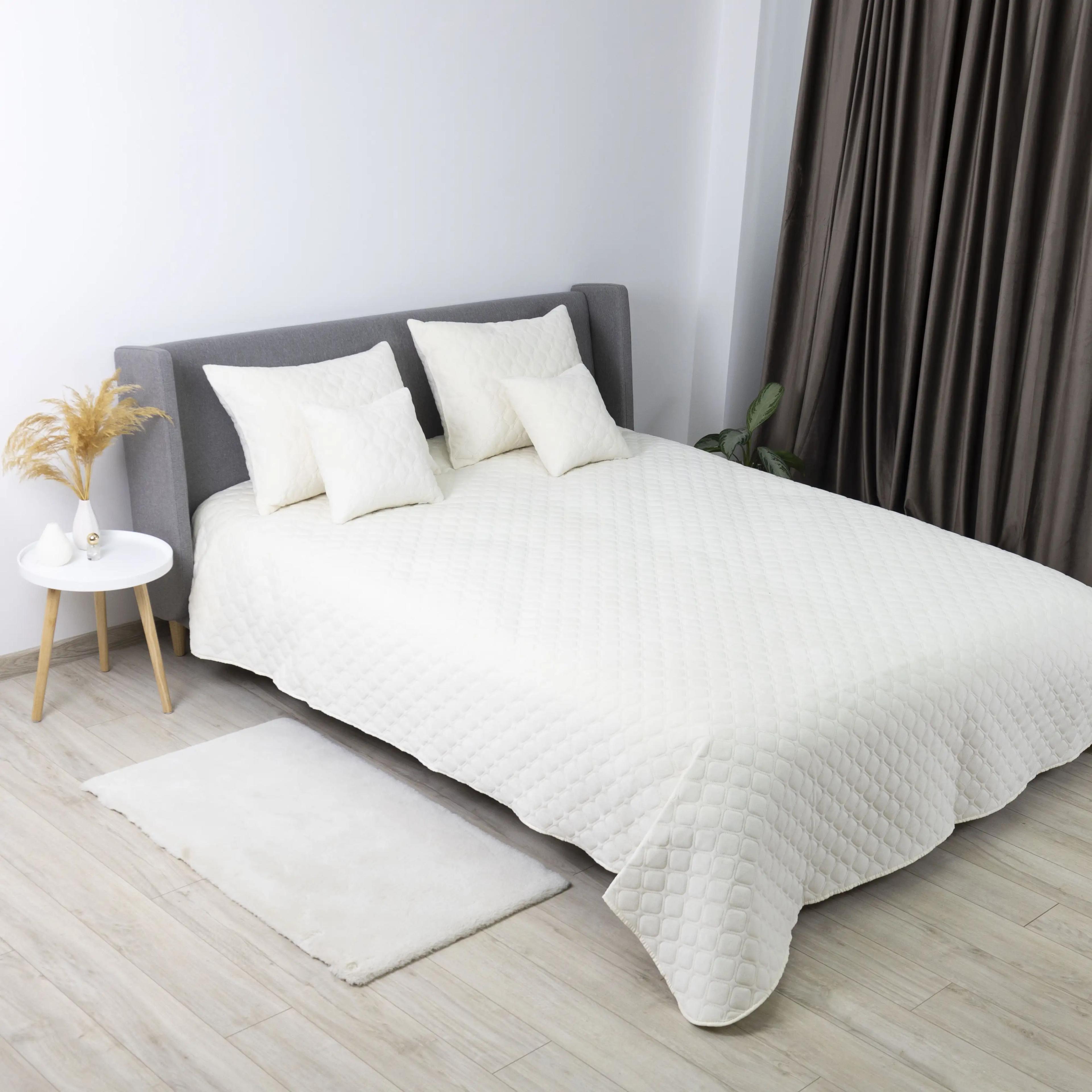 Покривало ТЕП "VELOUR" Молочне/Ромб круглий, 180x240 - Фото 3