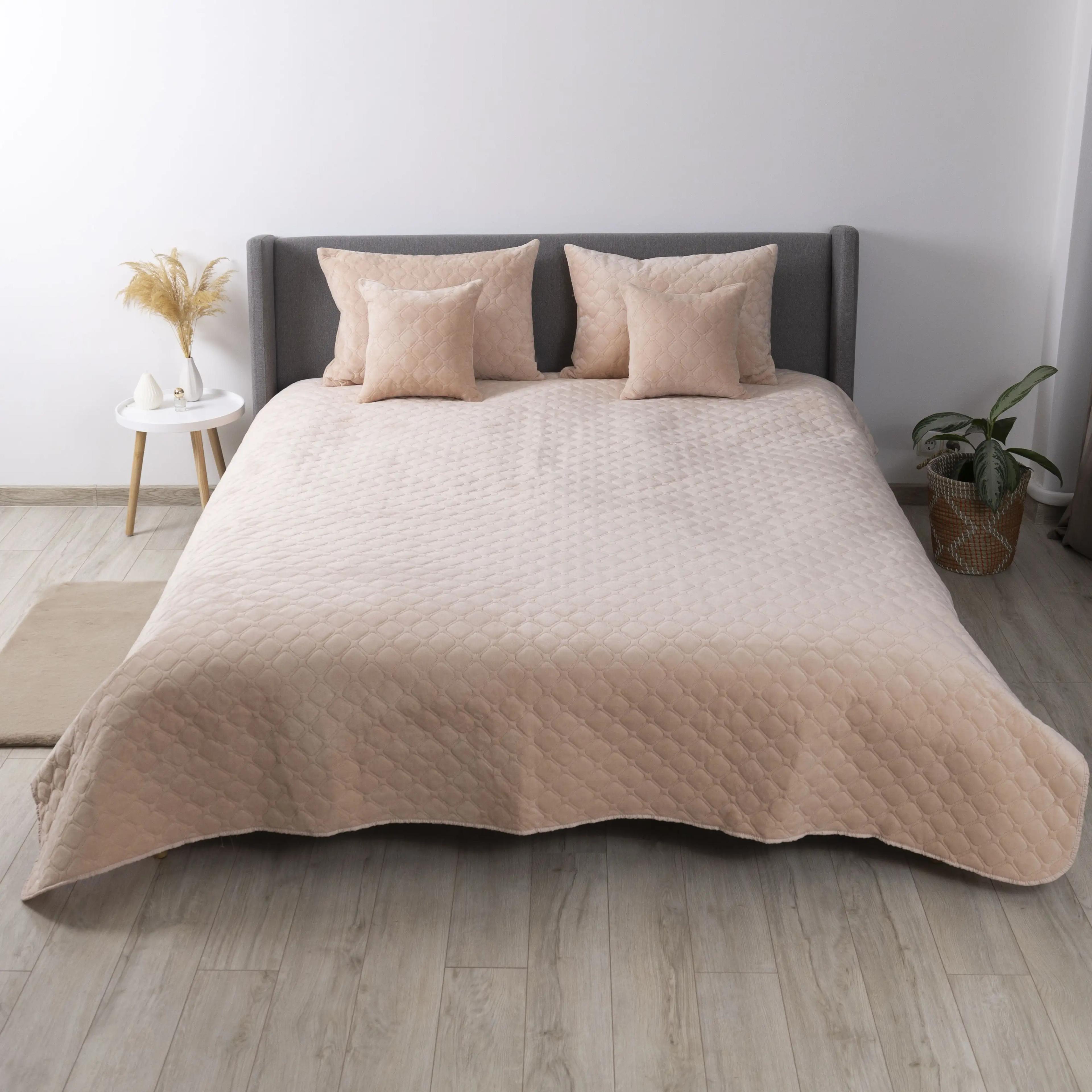 Покривало ТЕП "VELOUR" Пудра/Ромб круглий, 150x210 - Фото 2