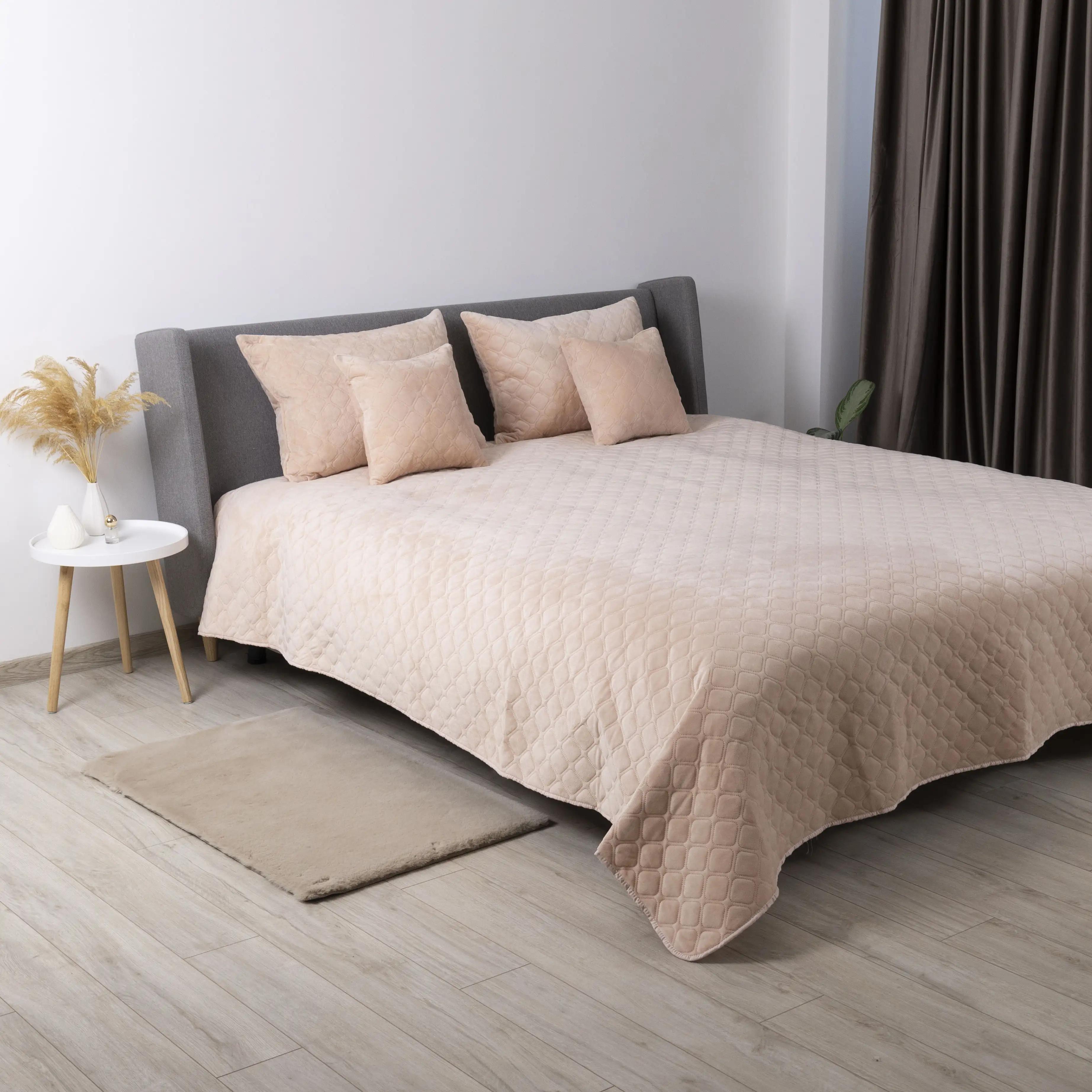 Покривало ТЕП "VELOUR" Пудра/Ромб круглий, 150x210 - Фото 3