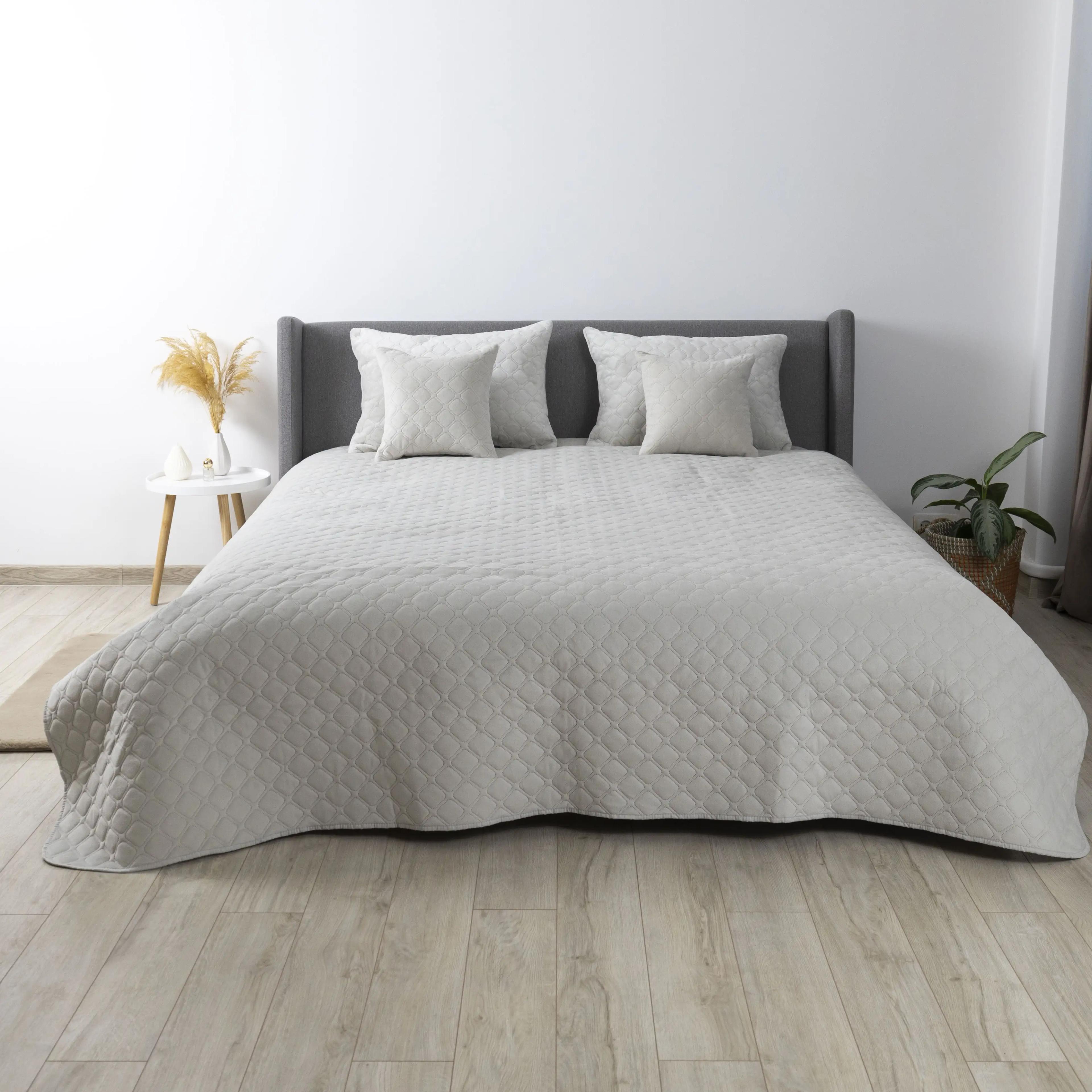 Покривало ТЕП "VELOUR" Світло-сіре/Ромб круглий, 220x240 - Фото 2