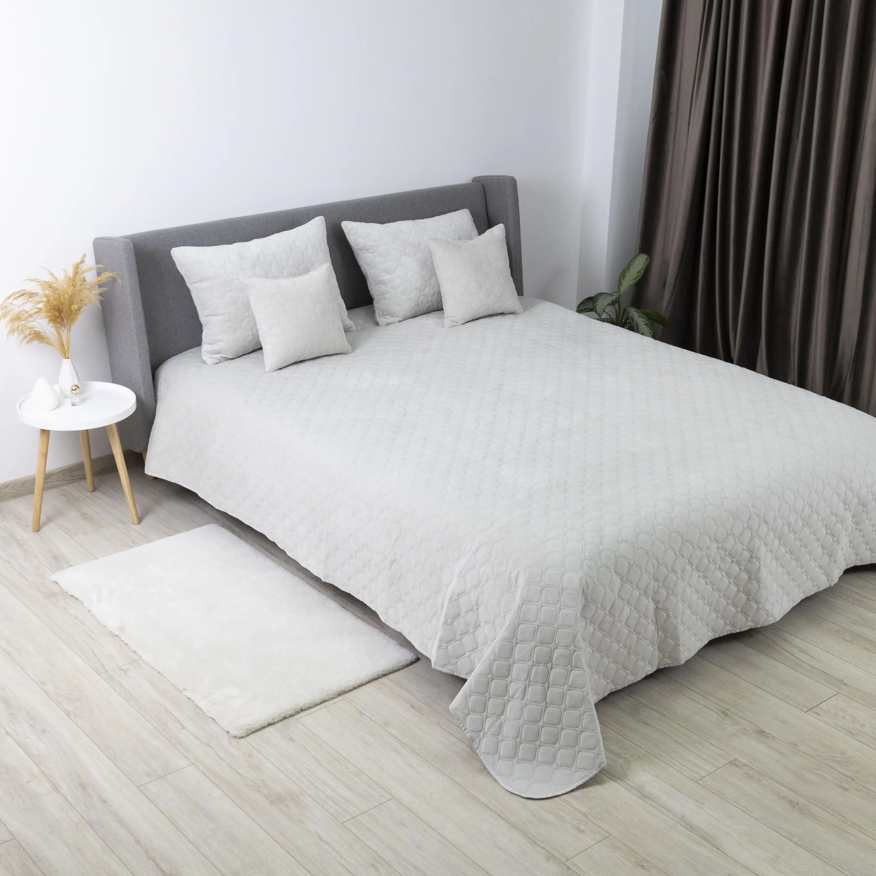 Покривало ТЕП "VELOUR" Світло-сіре/Ромб круглий, 220x240 - Фото 3