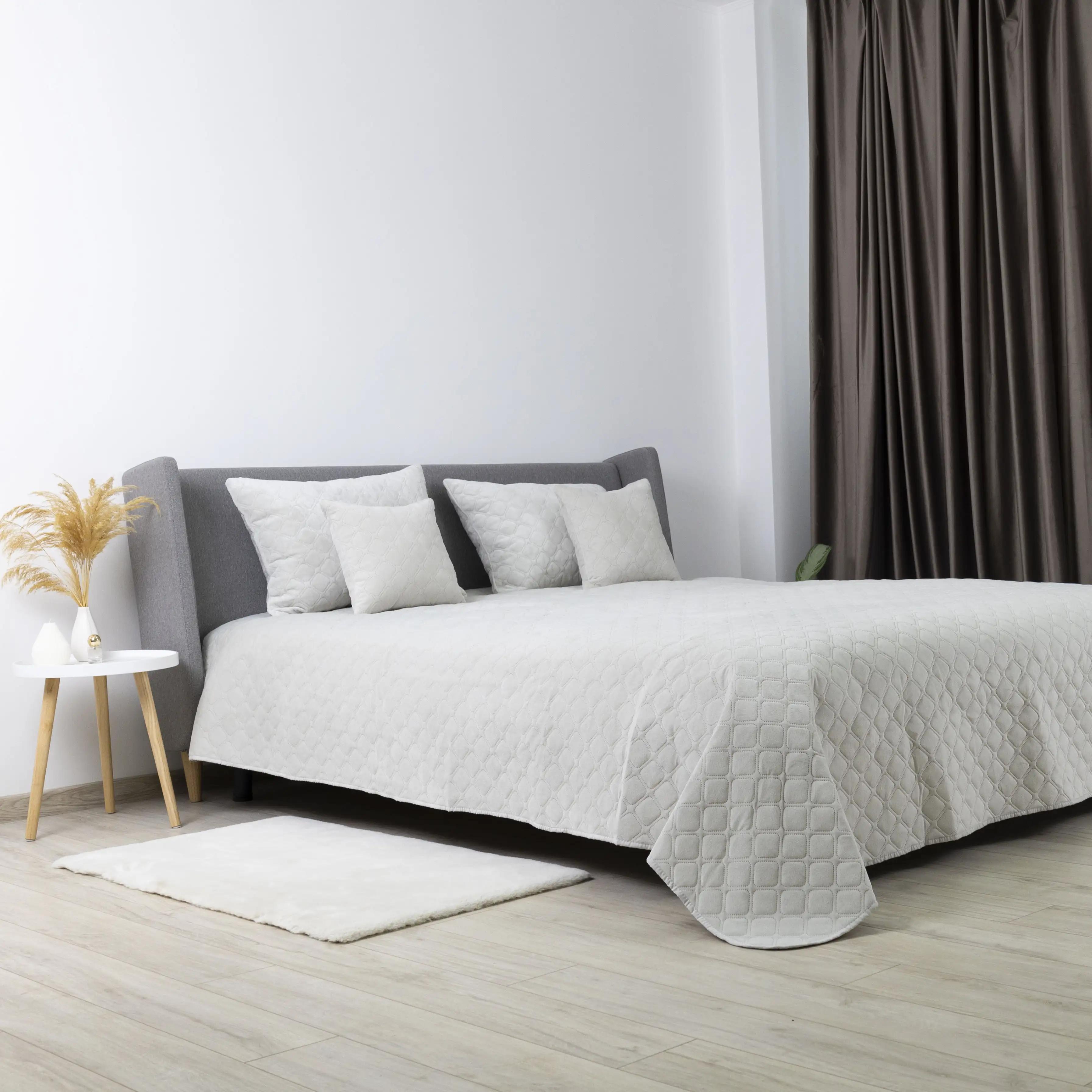 Покривало ТЕП "VELOUR" Світло-сіре/Ромб круглий, 220x240 - Фото 4