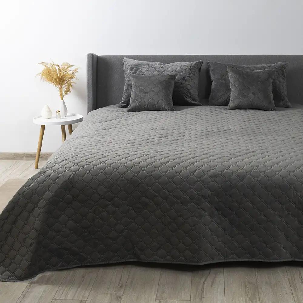 Покривало ТЕП "VELOUR" Сіре/Ромб круглий