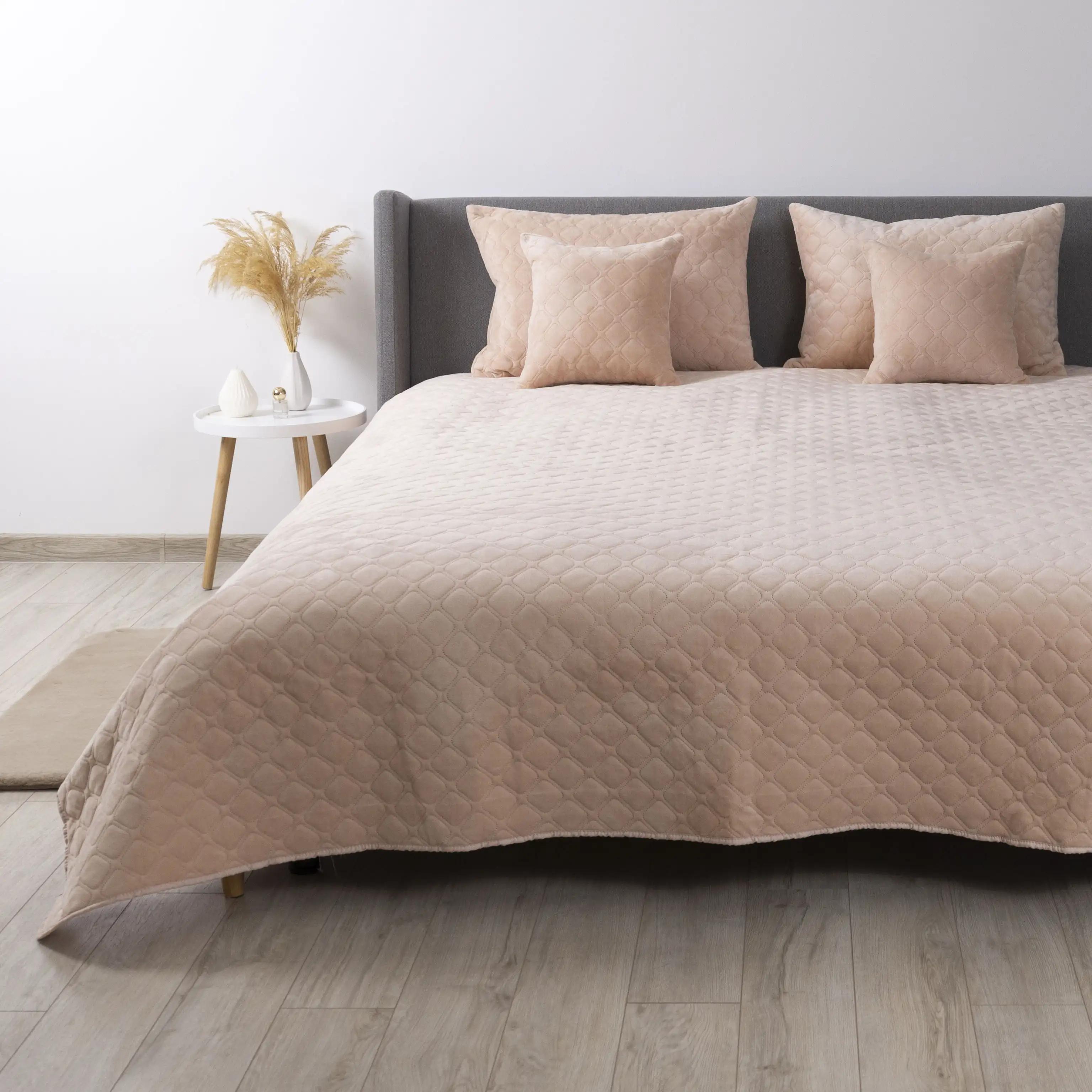 Покривало ТЕП "VELOUR" Пудра/Ромб прямий