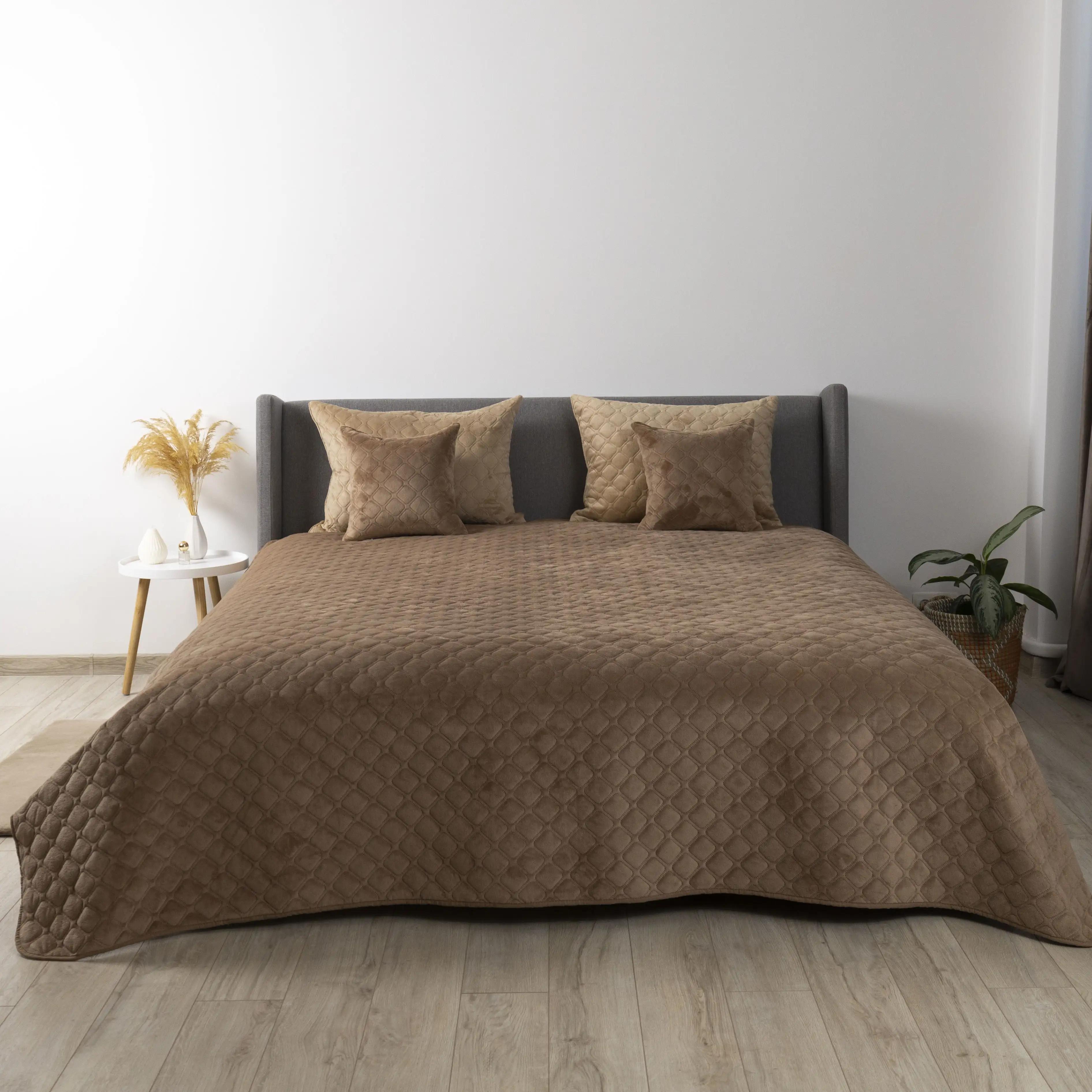 Покривало ТЕП "VELOUR" Капучино/Ромб круглий, 150x210 - Фото 2