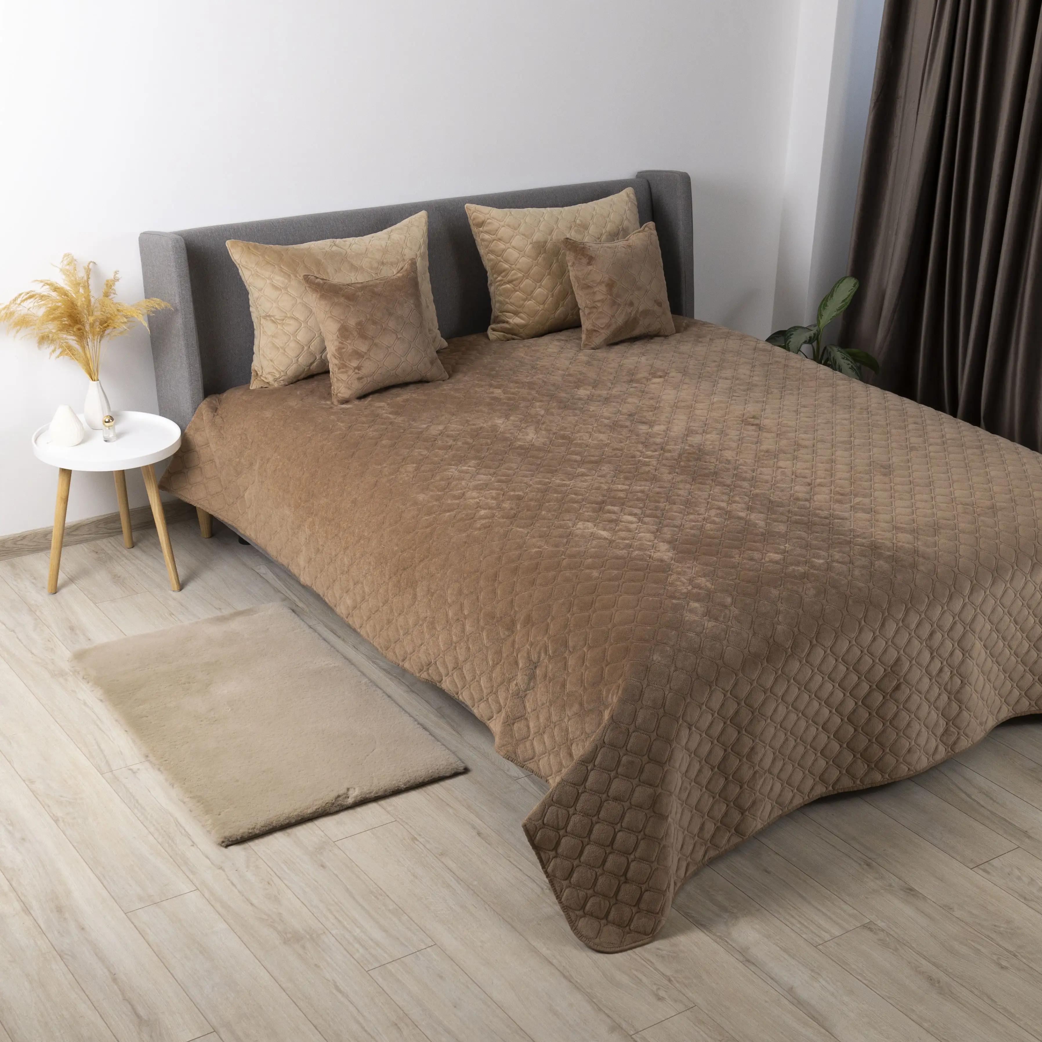 Покривало ТЕП "VELOUR" Капучино/Ромб круглий, 150x210 - Фото 3