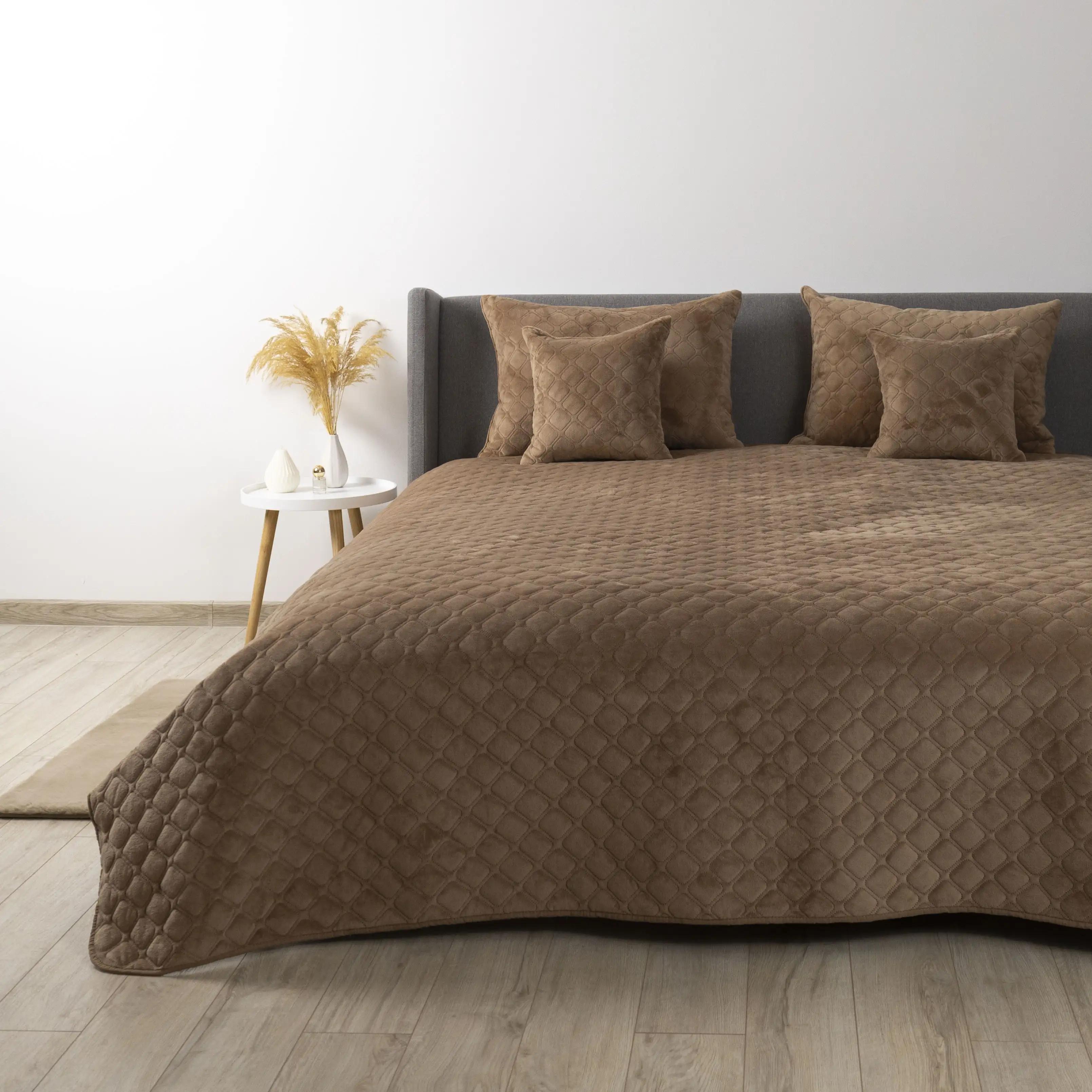 Покривало ТЕП "VELOUR" Капучино/Ромб круглий