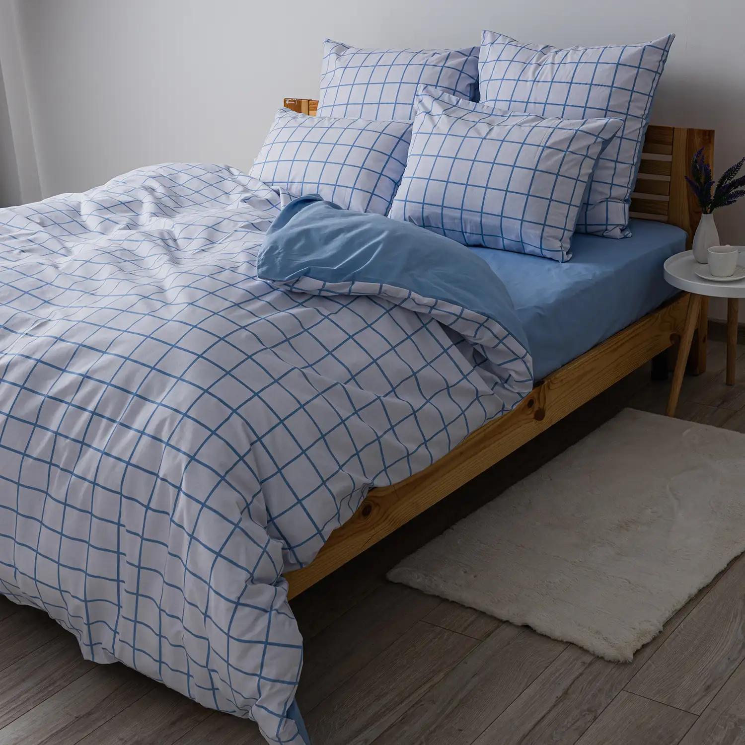 Bed Linen Set TEP "Happy Sleep" Blue Check, two-bedroom - Photo 2
