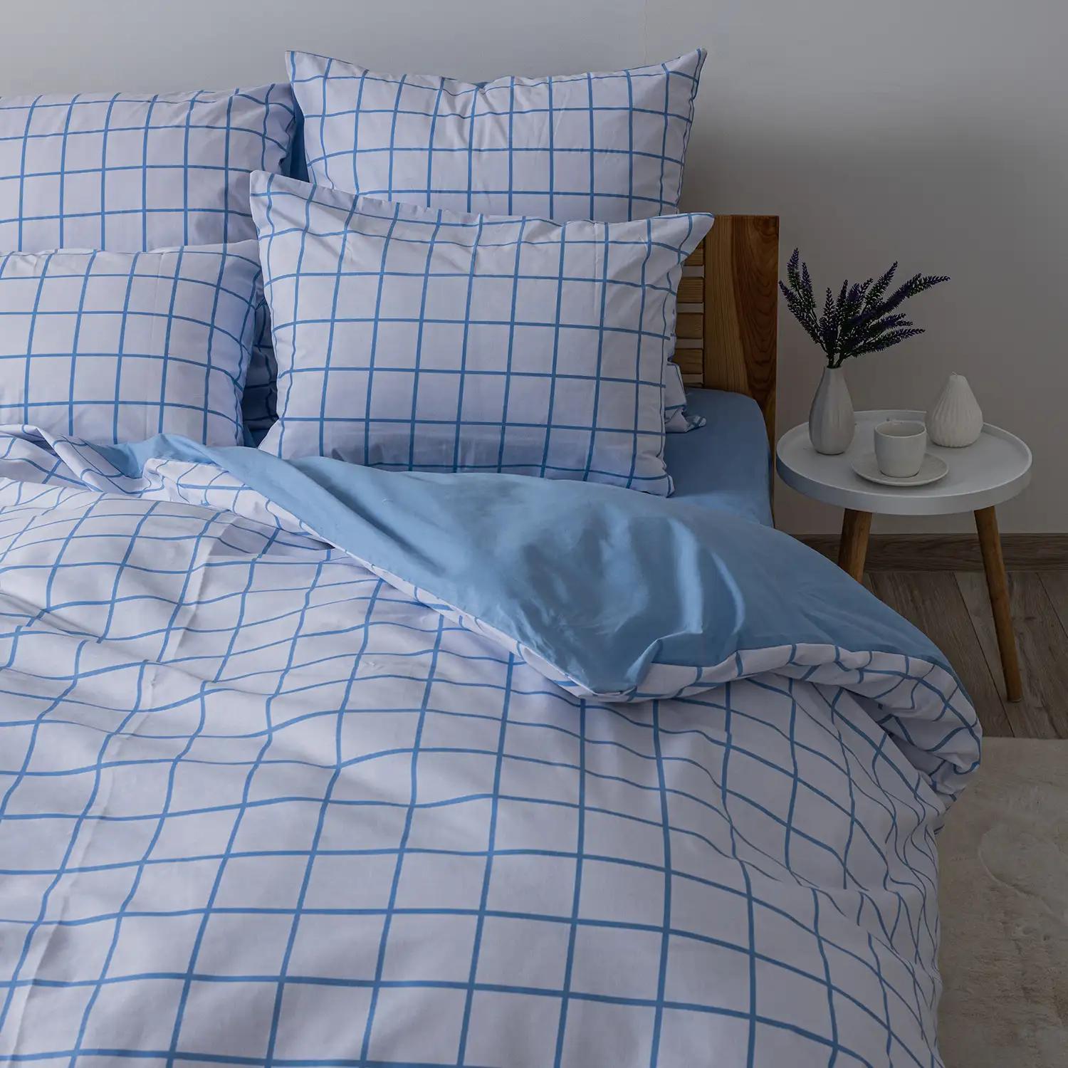Bed Linen Set TEP "Happy Sleep" Blue Check, two-bedroom - Photo 3