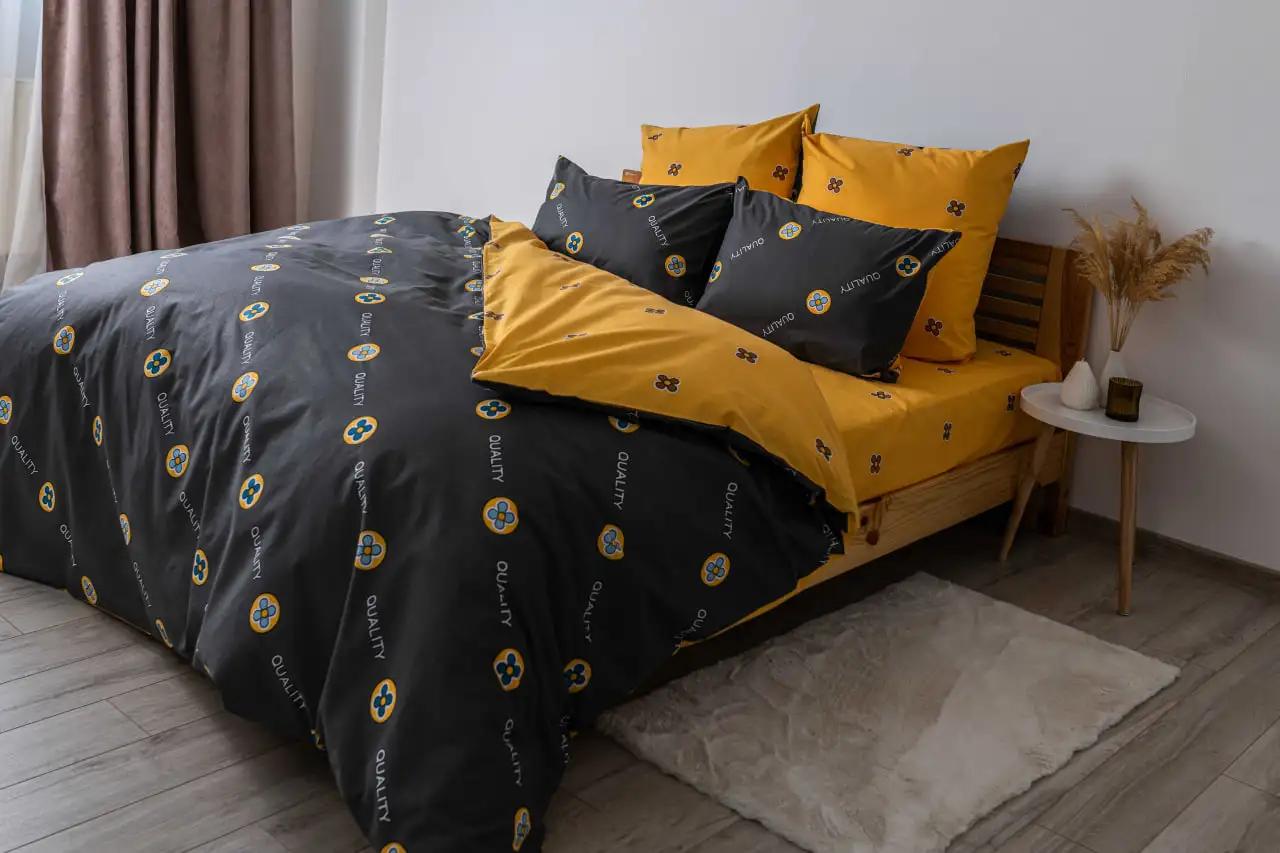 Bed Linen Set TEP "Soft dreams" Grey and Orange , two-bedroom - Photo 2