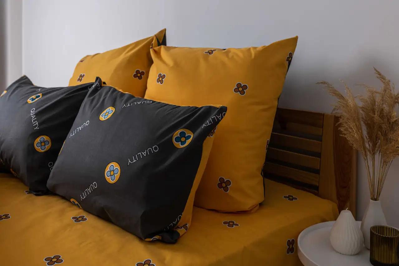 Bed Linen Set TEP "Soft dreams" Grey and Orange , two-bedroom - Photo 3