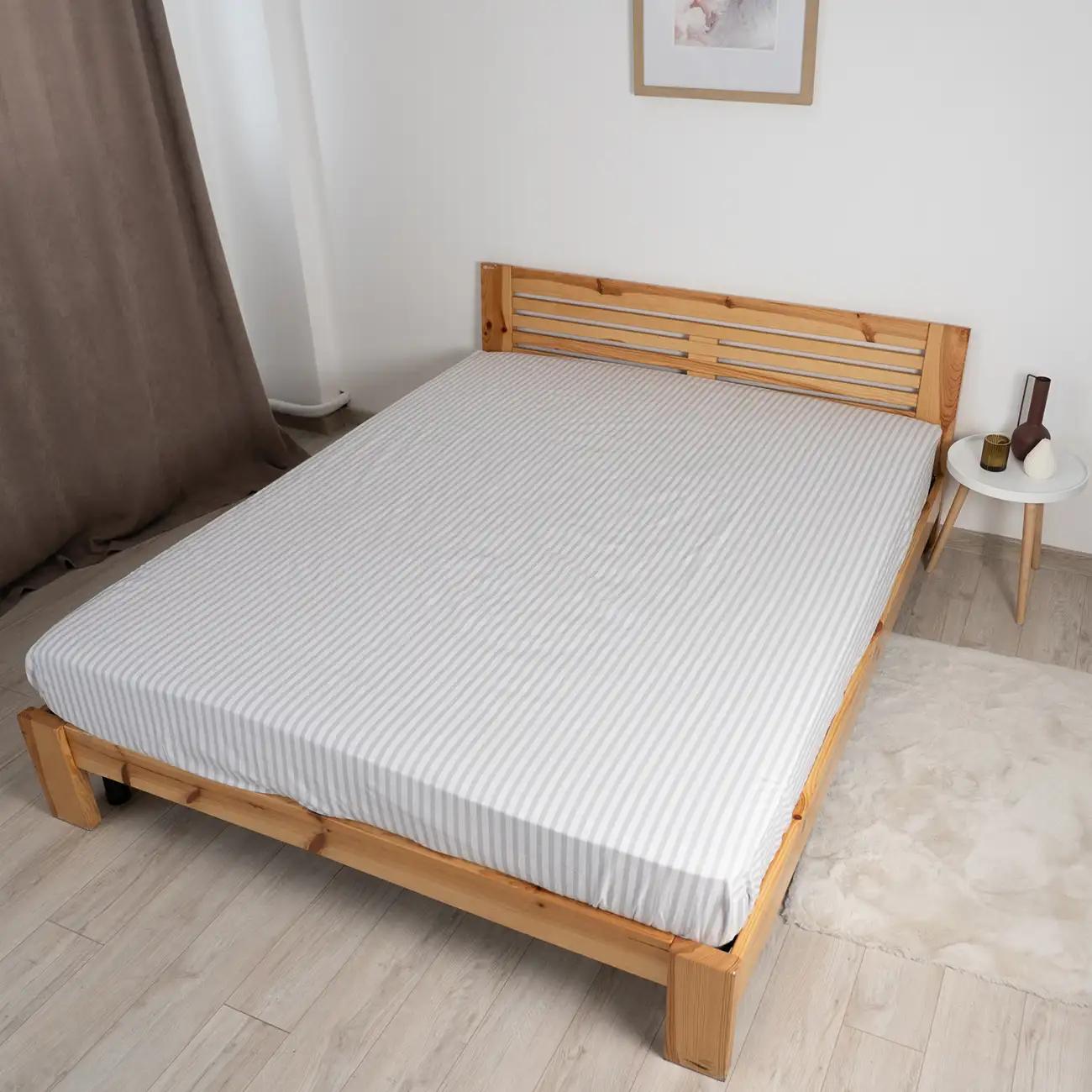 Простынь "НАТХНЕННЯ" с резинкой Серая полоска, 120x200 - Фото 2