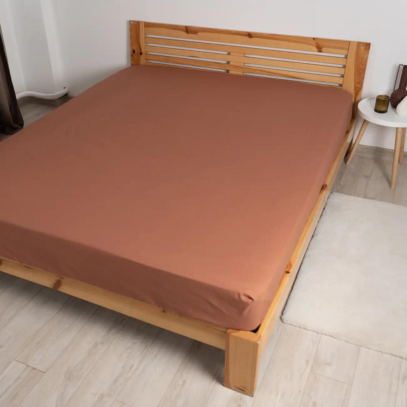 Sheet "NATHNENNYA" with an elastic band Caramel, 140x200 - Photo 2