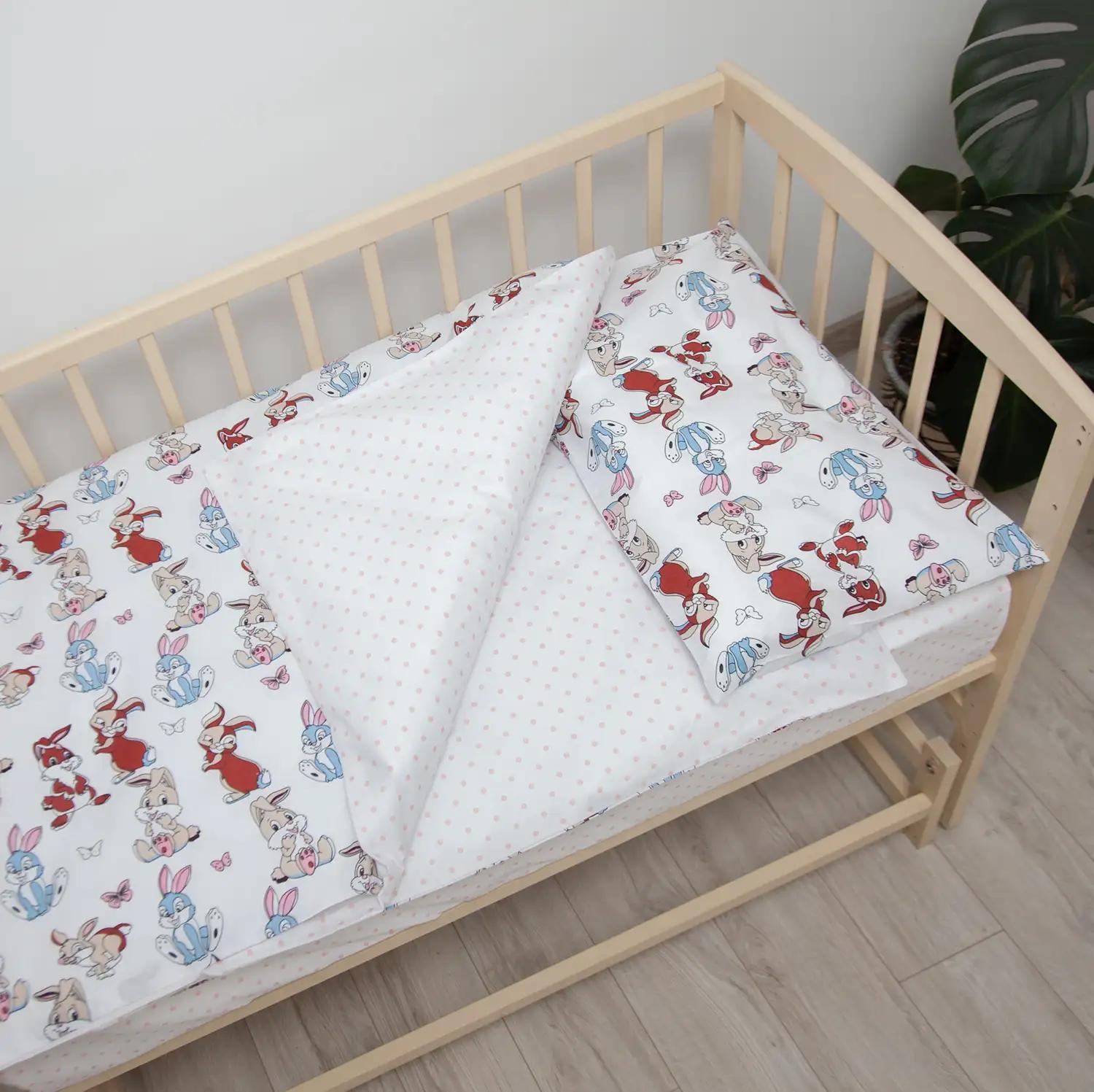 Постільна білизна "ТЕПІК" 1-3 роки Милі зайченятка (рожевий), дитяча - Фото 2