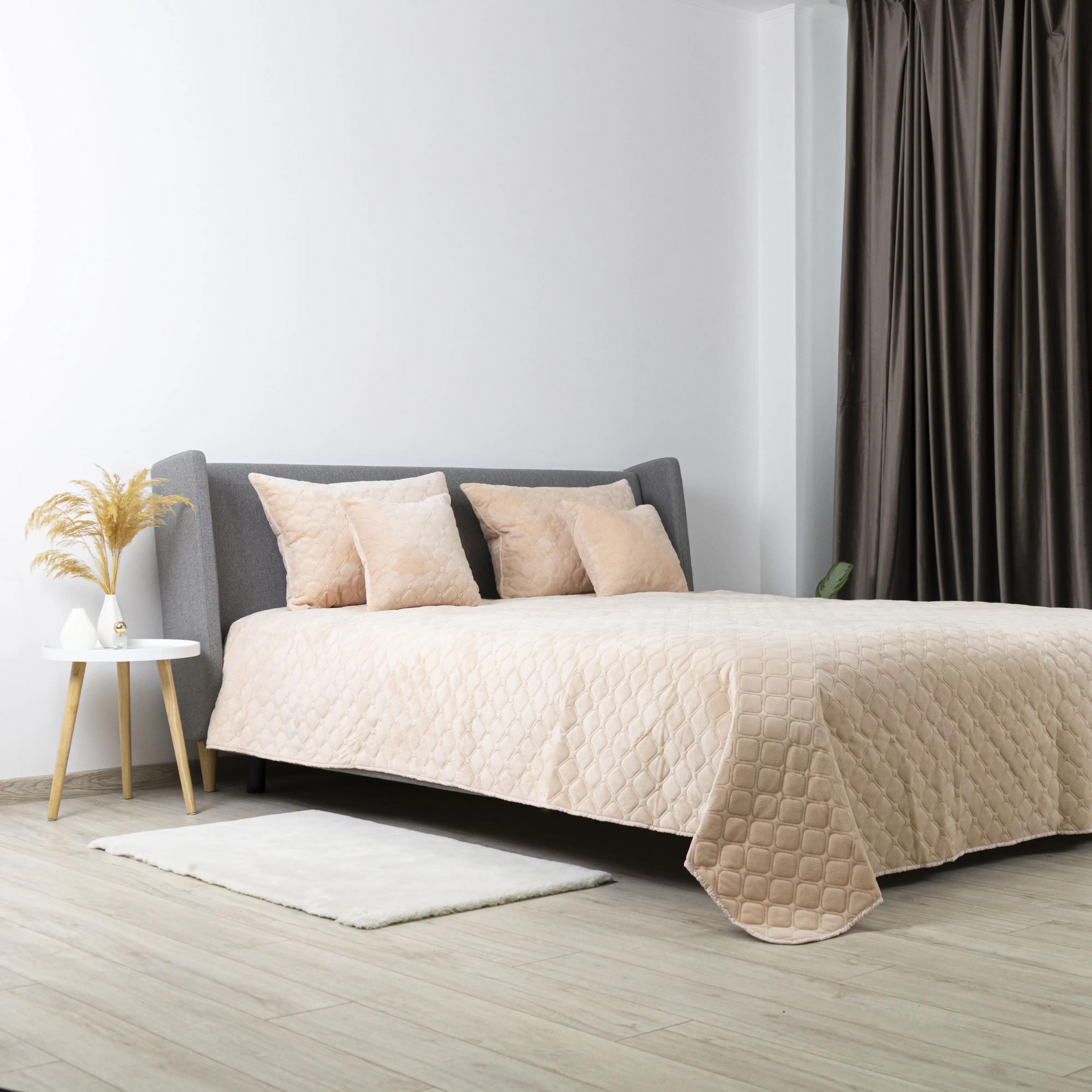 Покривало ТЕП "VELOUR" Персикове/Ромб круглий, 220x240 - Фото 4