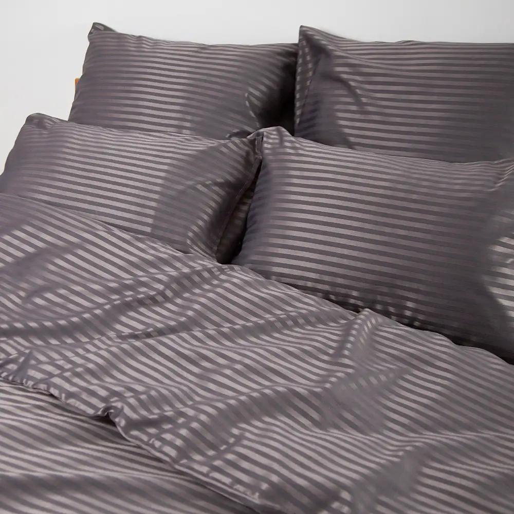 Постельное белье ТЕП "СТРАЙП САТИН" Graphite, евро - Фото 3