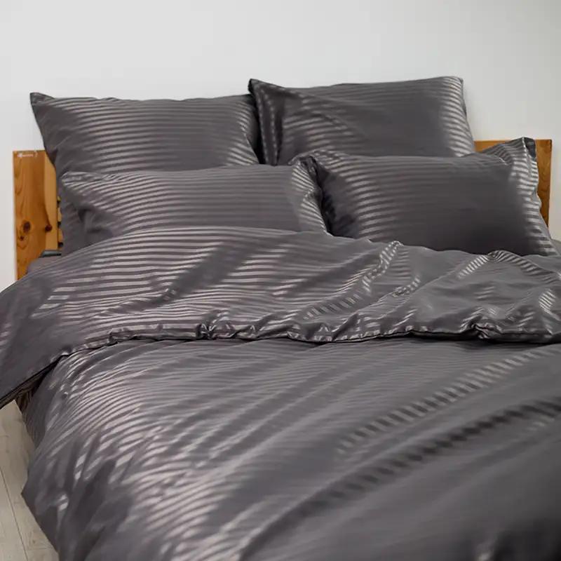 Постельное белье ТЕП "СТРАЙП САТИН" Graphite, евро - Фото 5