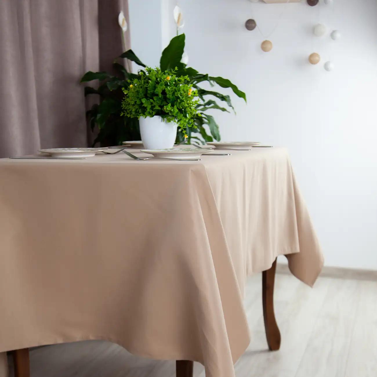 Скатерть "Aquastop" водоотталкивающая Sand, 150x150 - Фото 2