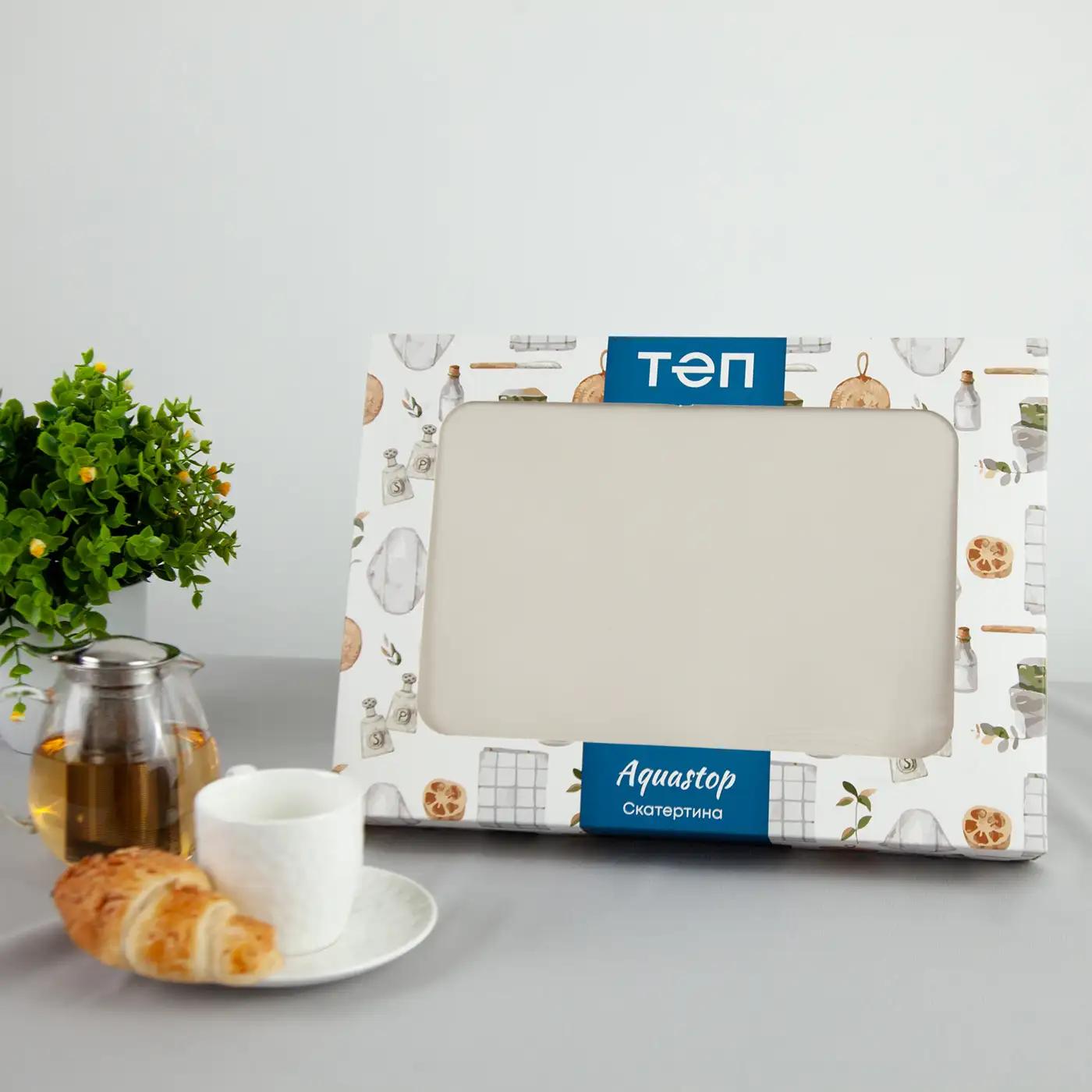 Скатертина "Aquastop" водовідштовхуюча Milky White, 150x220 - Фото 6