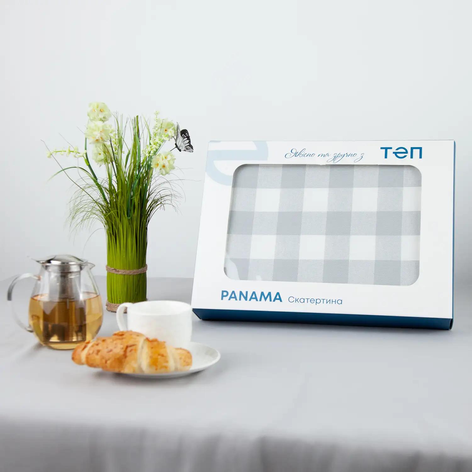 Tablecloth "Panama" water repellent Light Gray Check, 160x200 - Photo 3