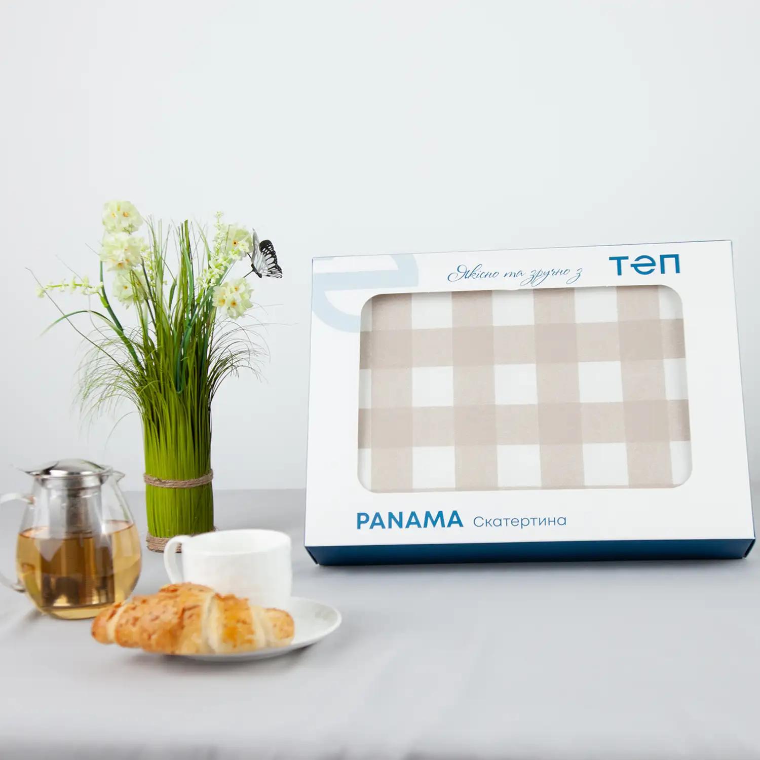 Скатерть "Panama" водоотталкивающая Light Brown Check, 160x200 - Фото 2