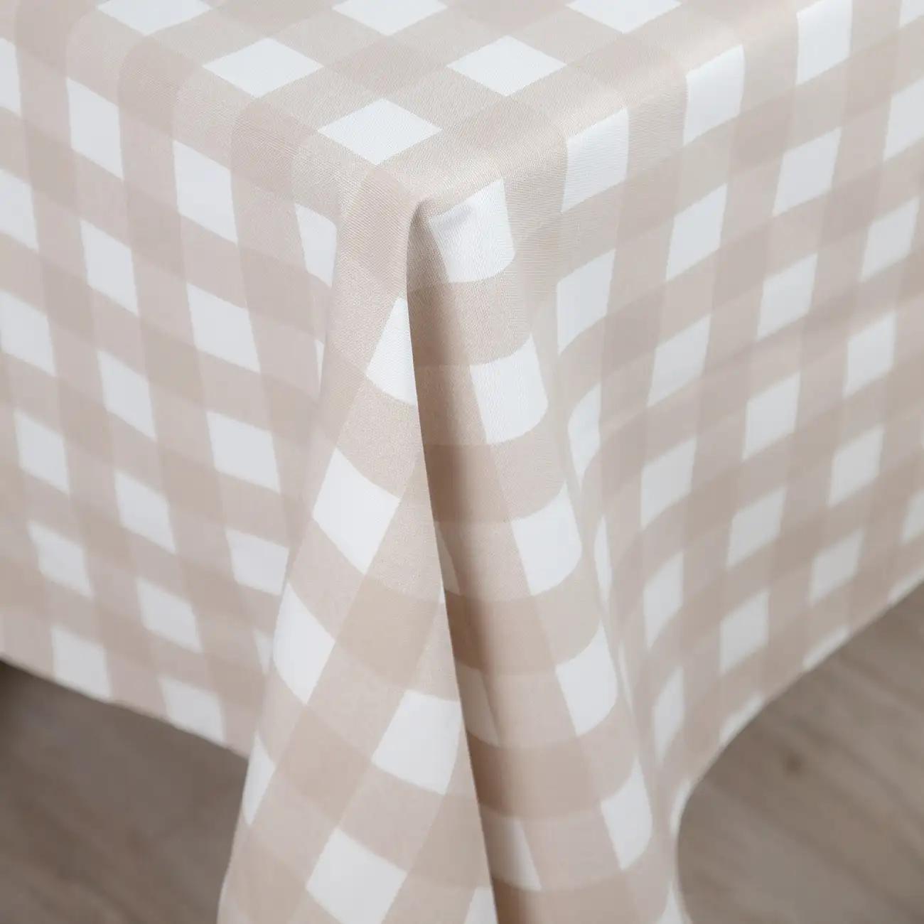 Tablecloth "Panama" water repellent Light Brown Check