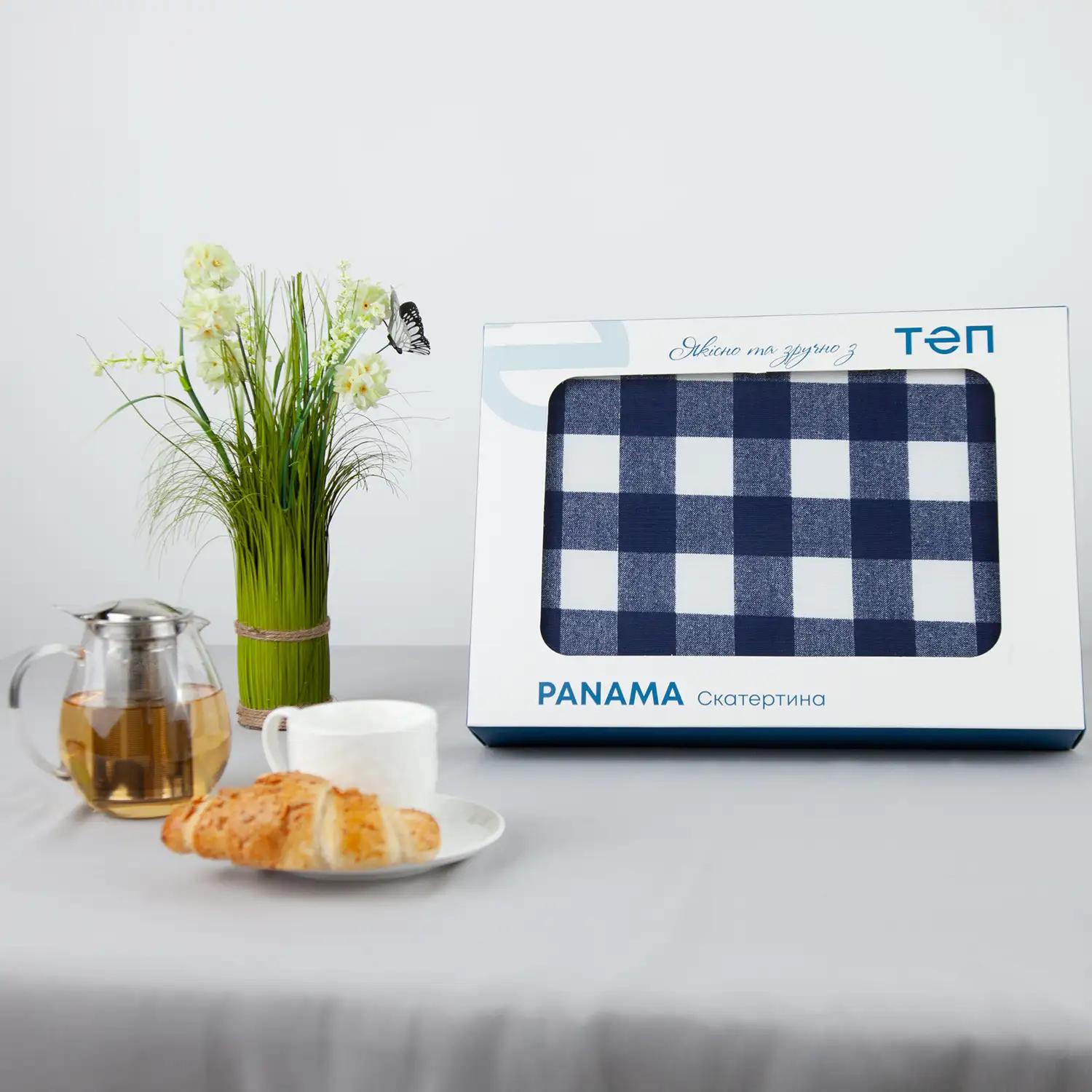 Скатертина "Panama" водовідштовхуюча Dark Blue Check, 180x220 - Фото 2