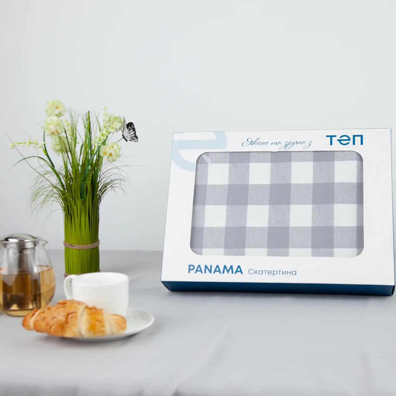 Скатертина "Panama" водовідштовхуюча Dark Gray Check, 180x220 - Фото 2