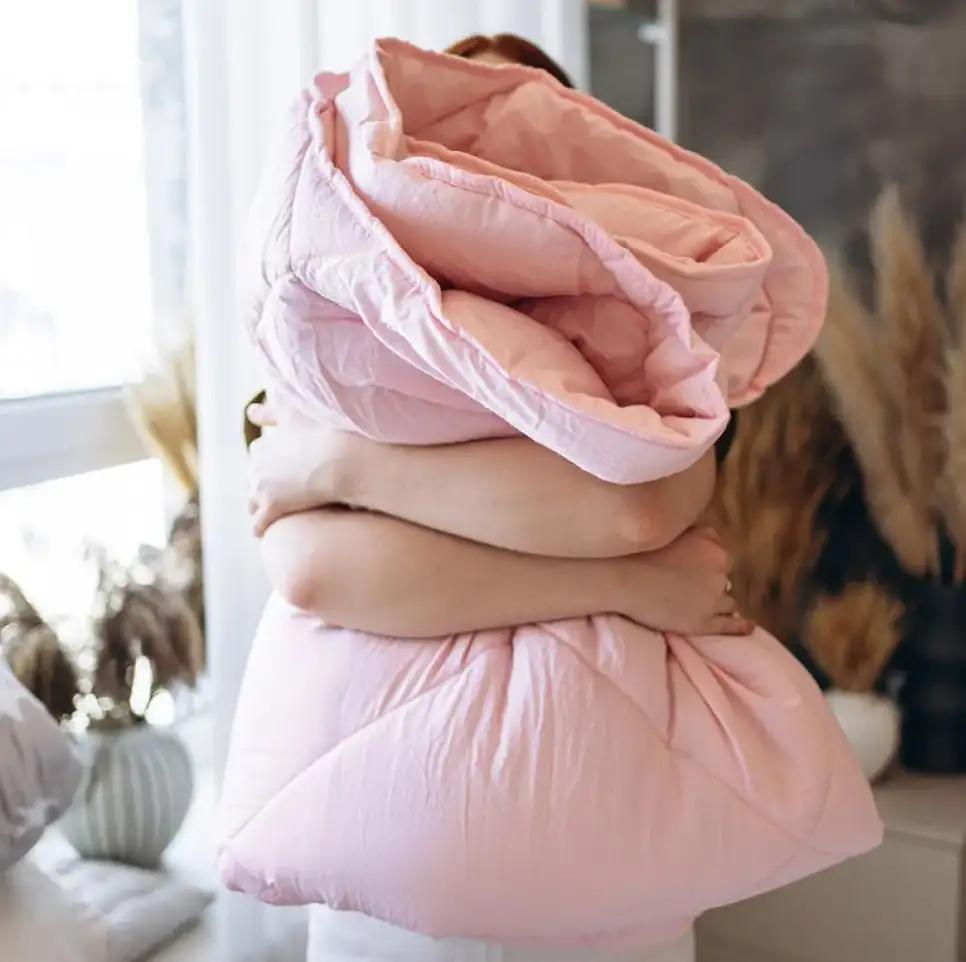 Одеяло "WASHED COTTON" Розовая пудра (в оттенках) , 140x200 - Фото 3