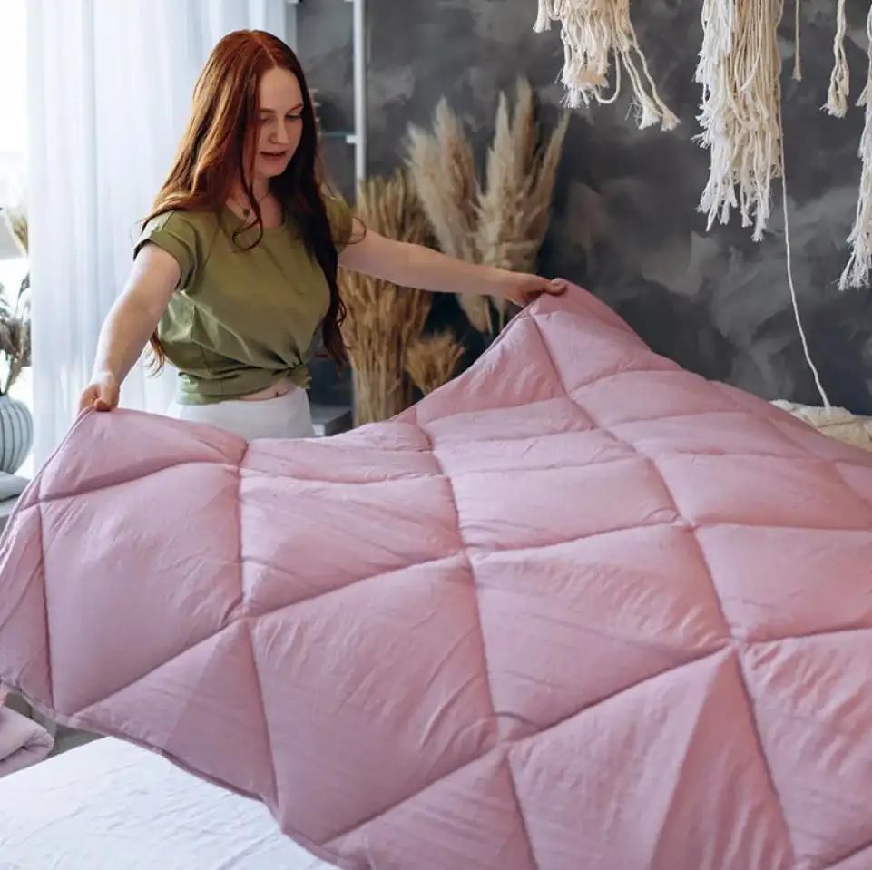 Одеяло "WASHED COTTON" Розовая пудра (в оттенках) , 140x200 - Фото 4