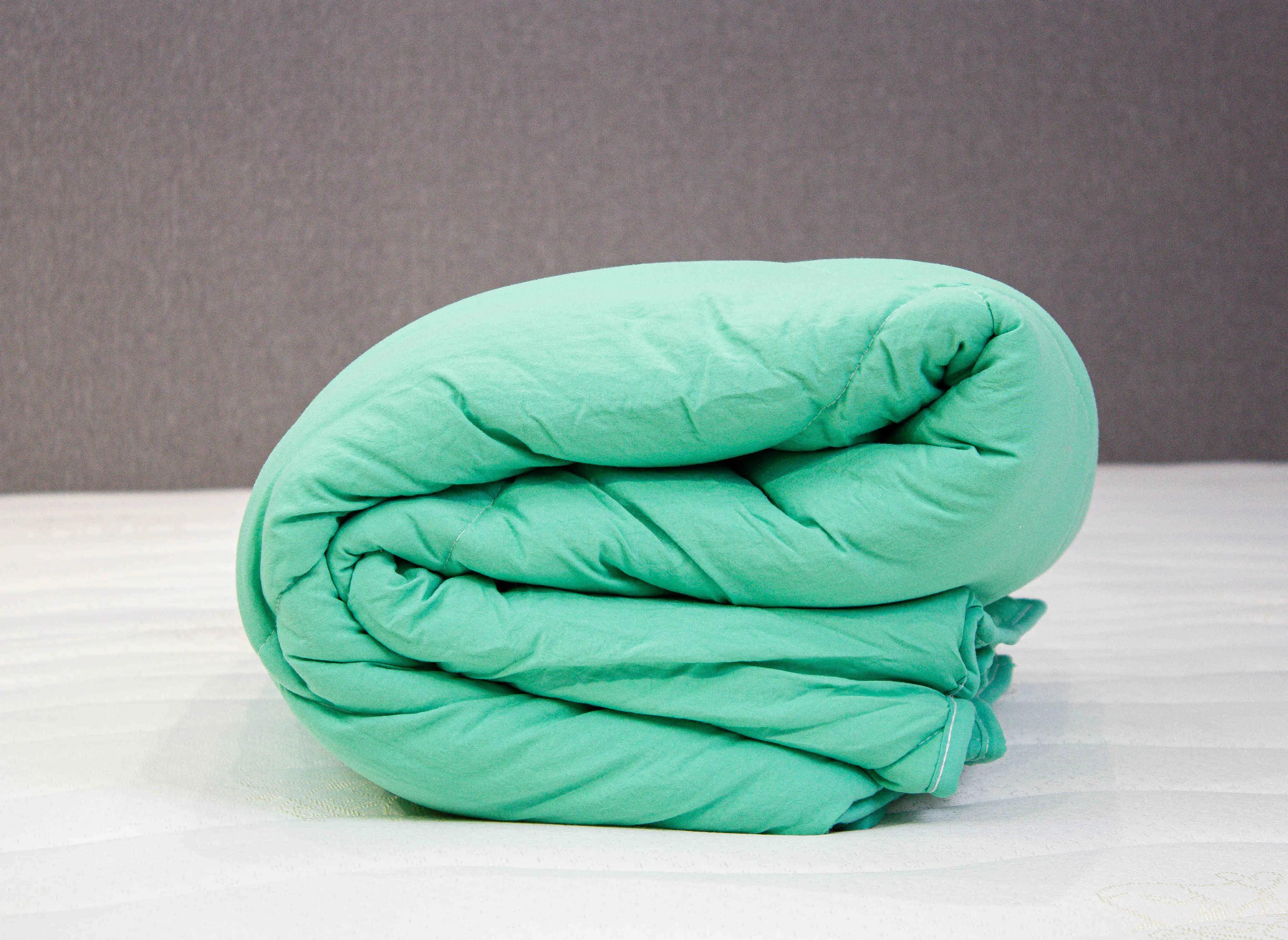 Blanket "WASHED COTTON" green in shades, 140x200 - Photo 2