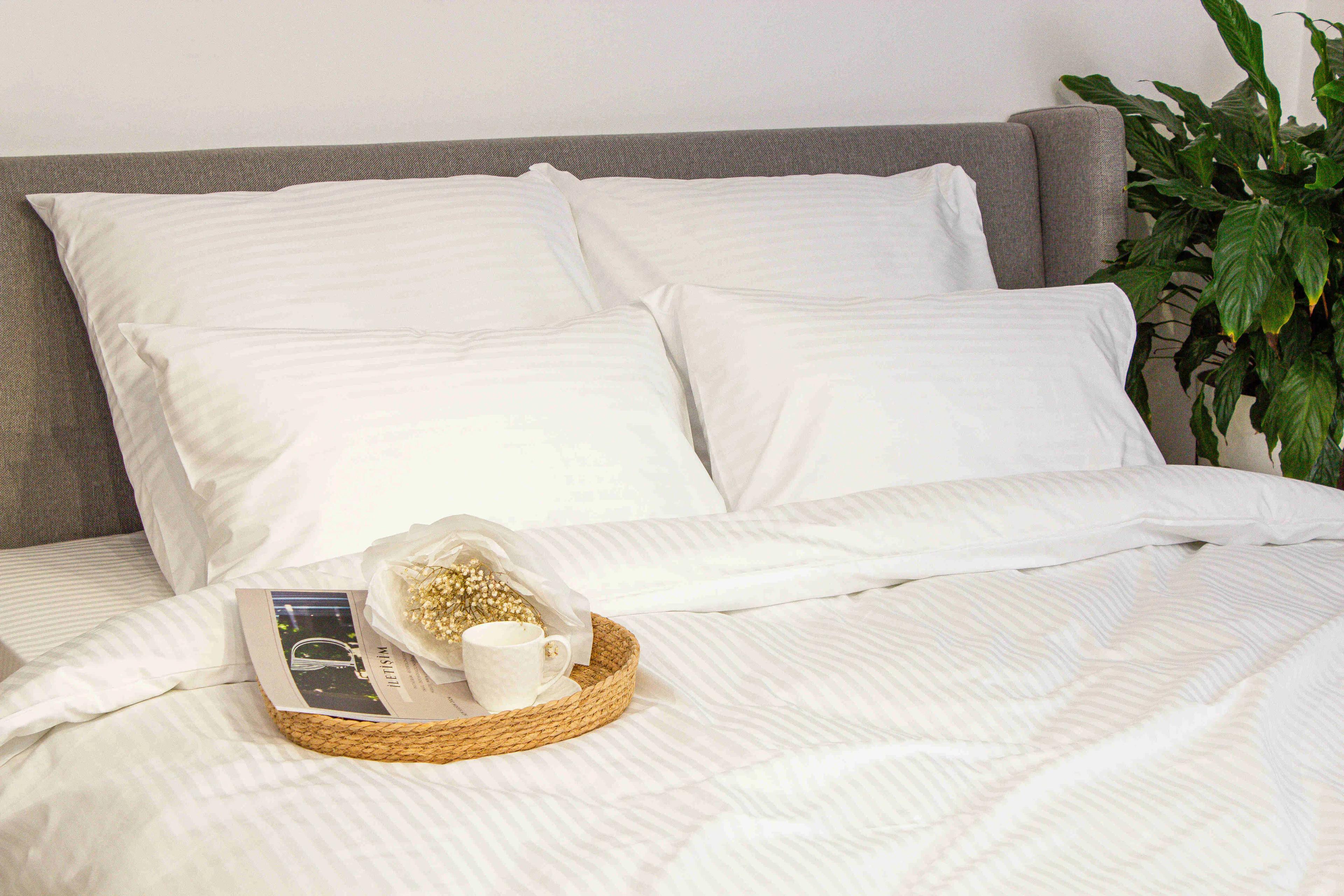 Постельное белье ТЕП "СТРАЙП САТИН" Optical white, евро - Фото 4