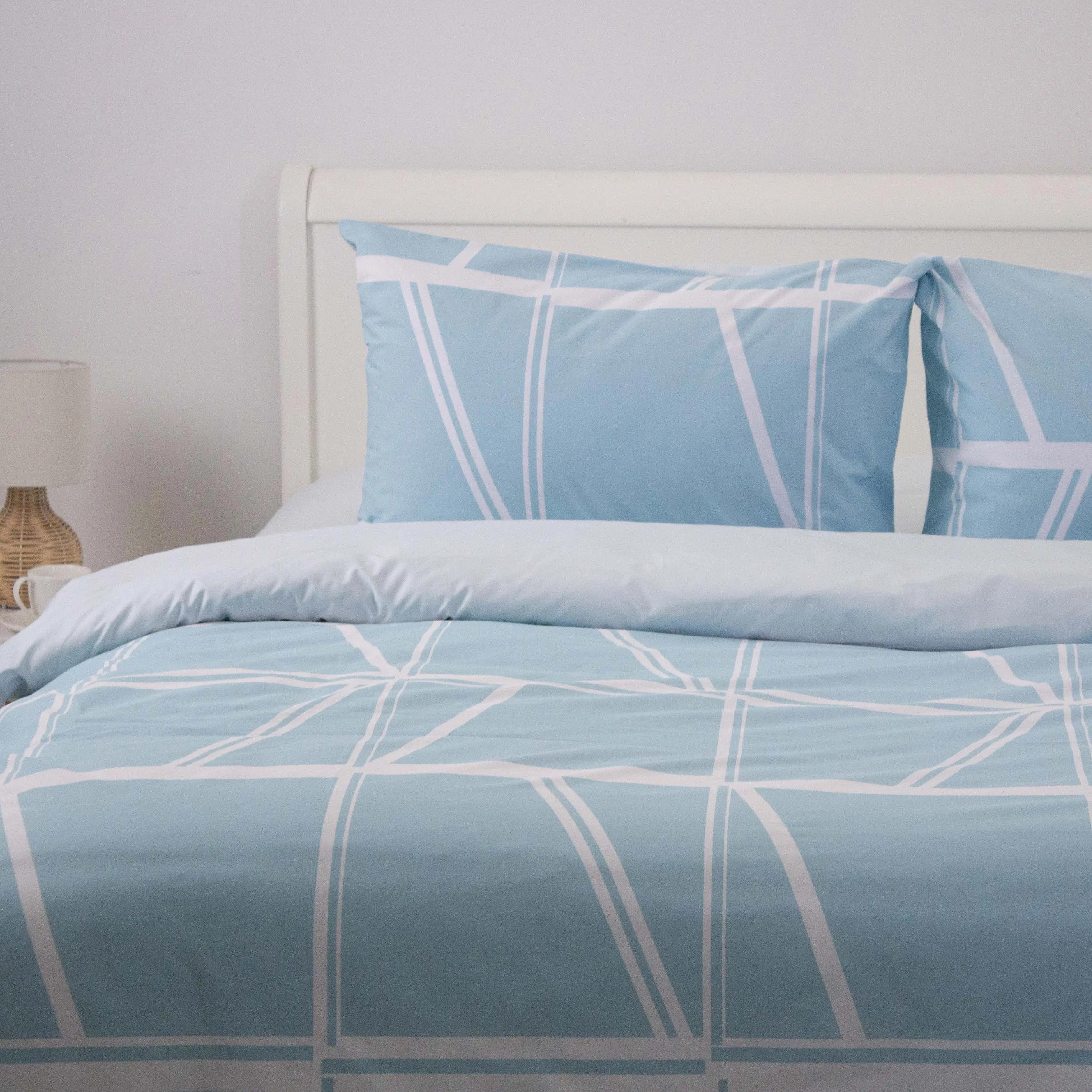 Комплект постельного белья ТЕП «Happy Sleep» Aqua Grid, евро - Фото 5